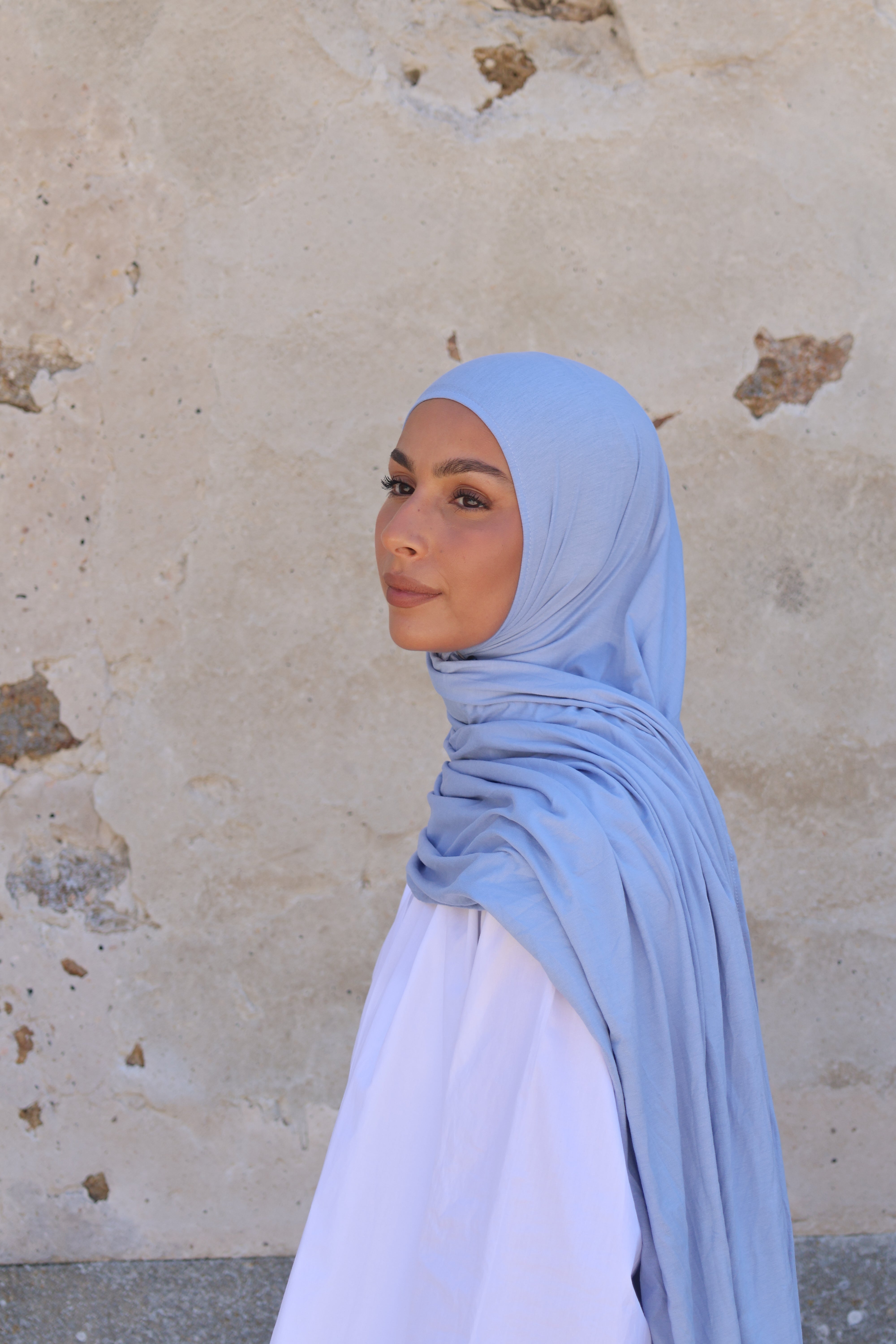 Bamboo jersey hijab - Sky