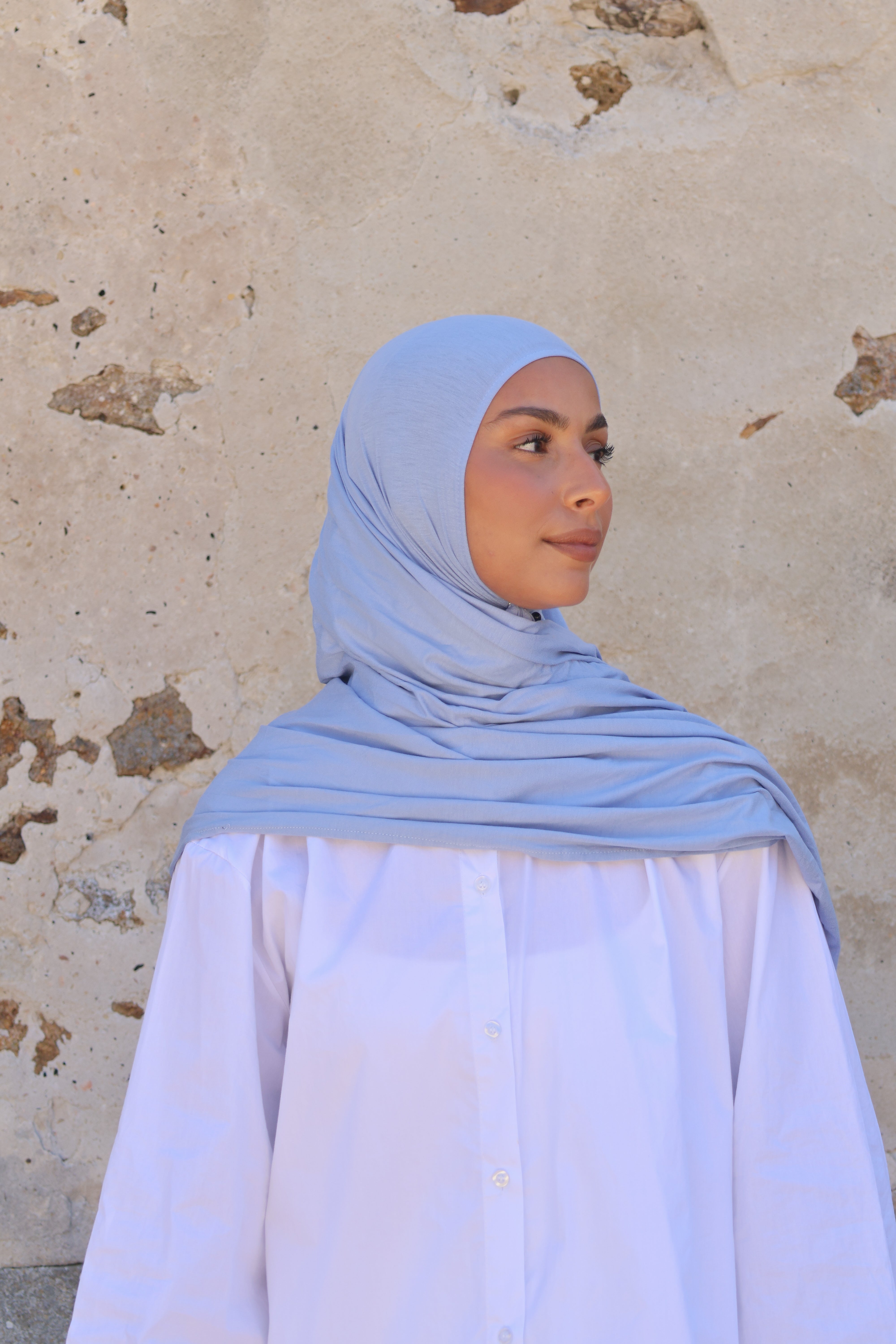 Bamboo jersey hijab - Sky