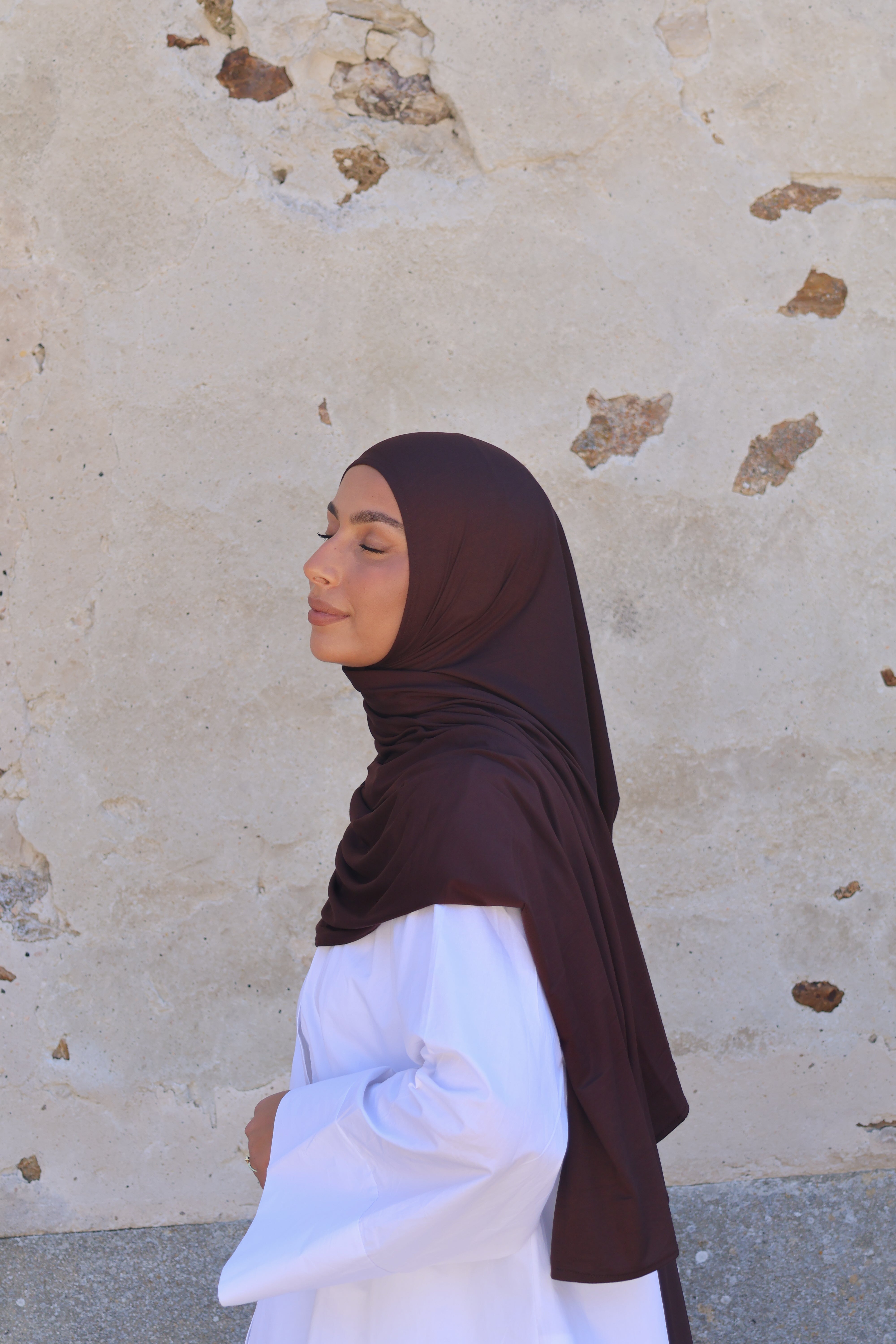 Bamboo jersey hijab - Chestnut