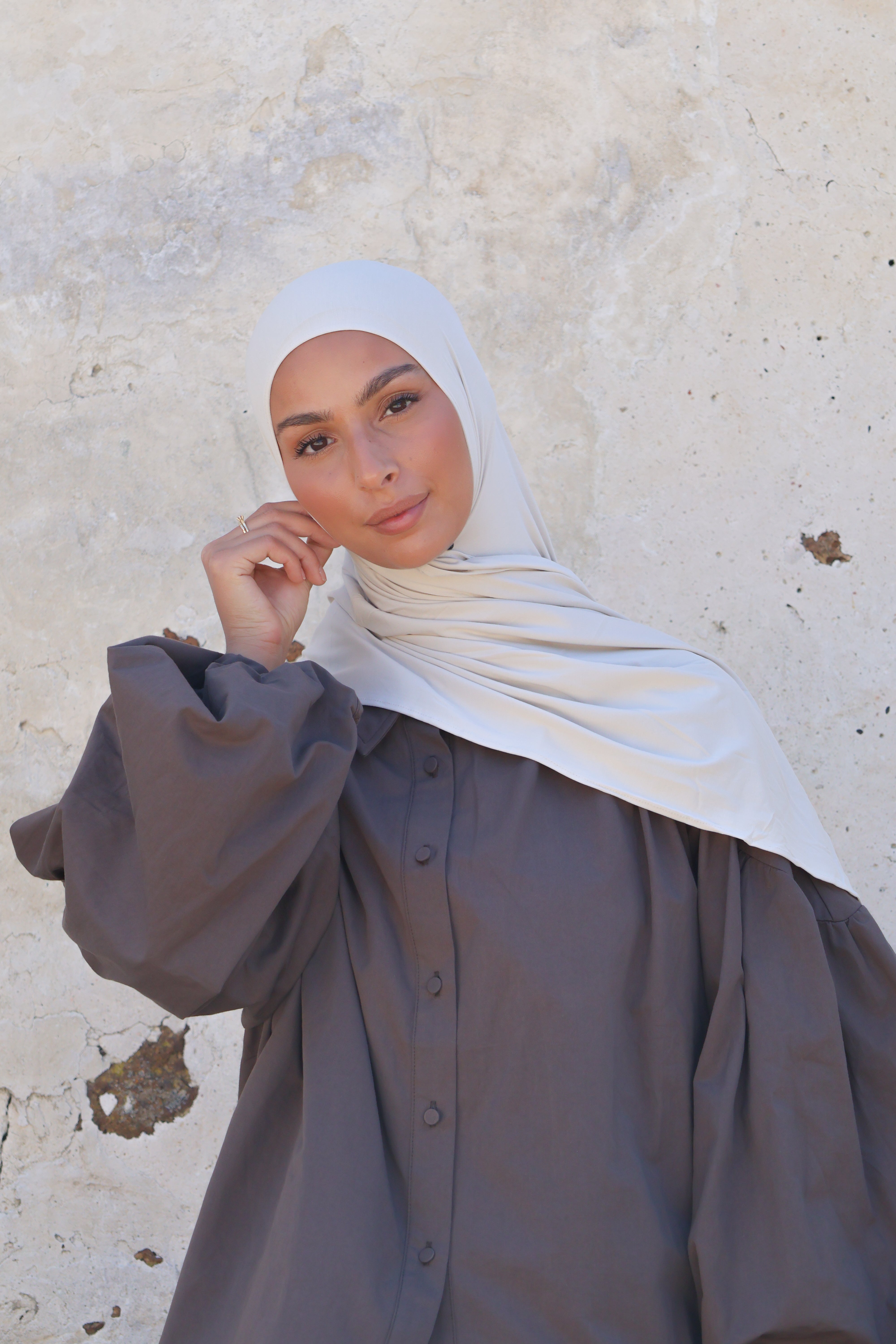 Hijab en jersey respirant - Cream