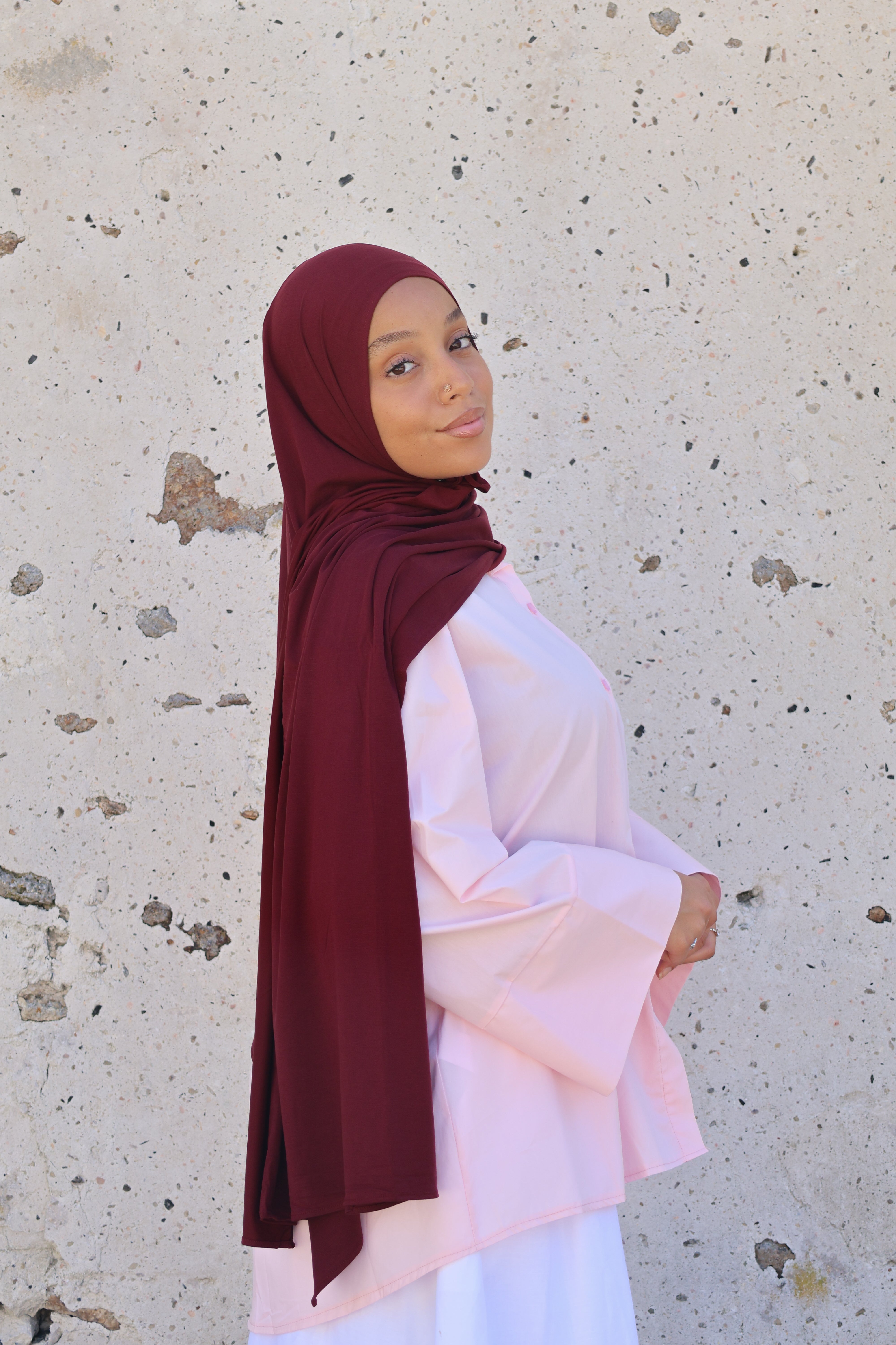 Hijab en jersey respirant - Burgundy