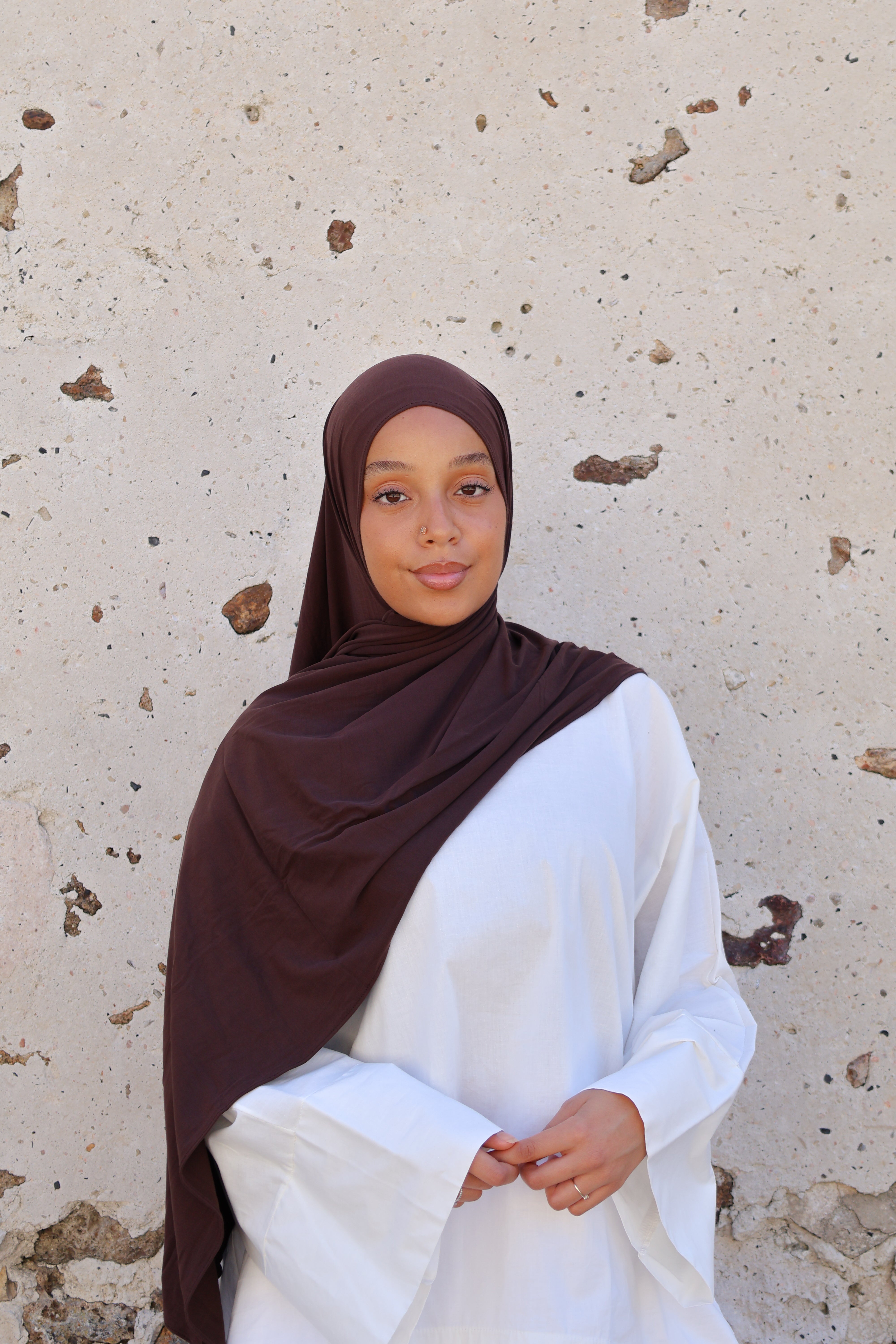 Hijab en jersey respirant - Chestnut