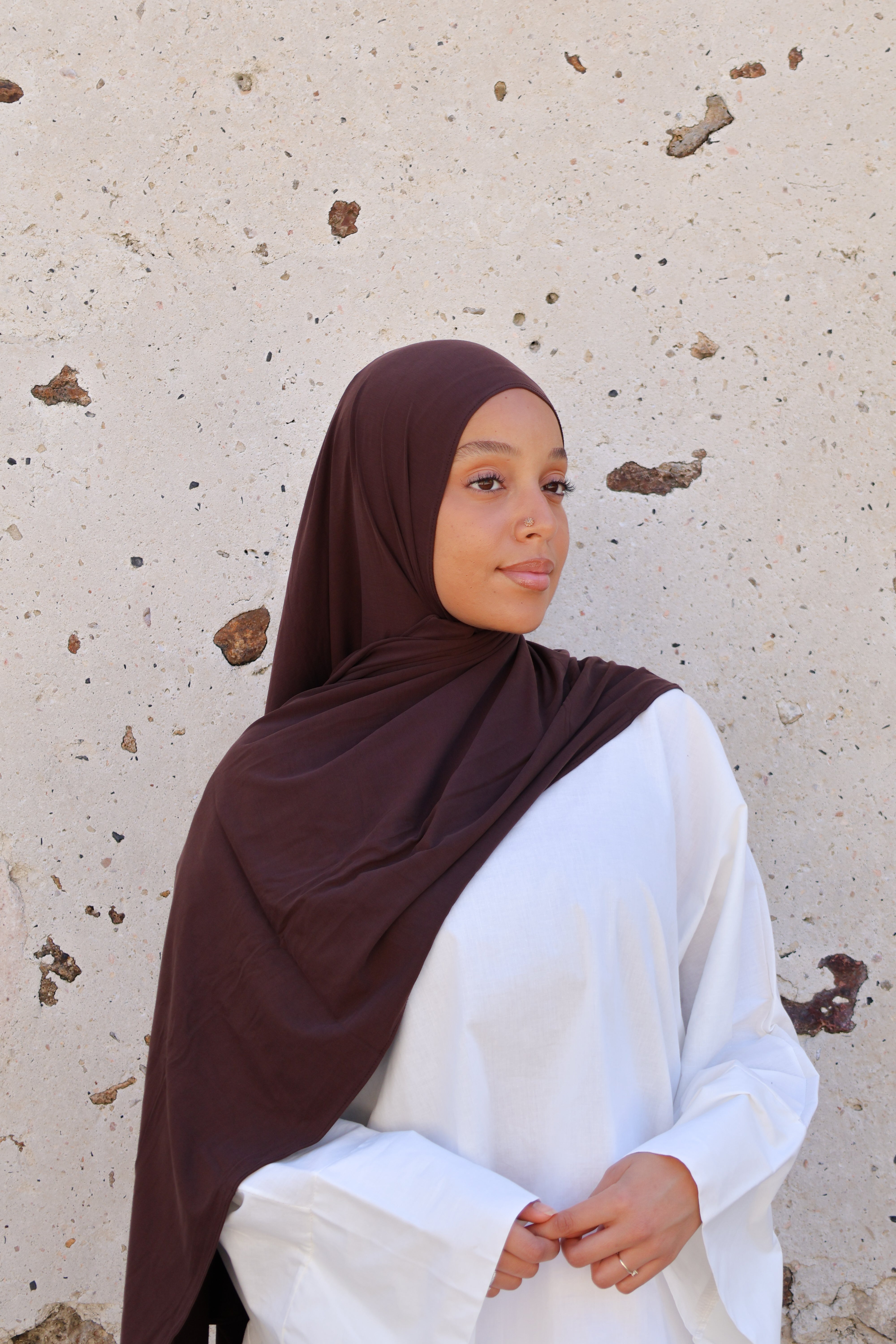 Hijab en jersey respirant - Chestnut