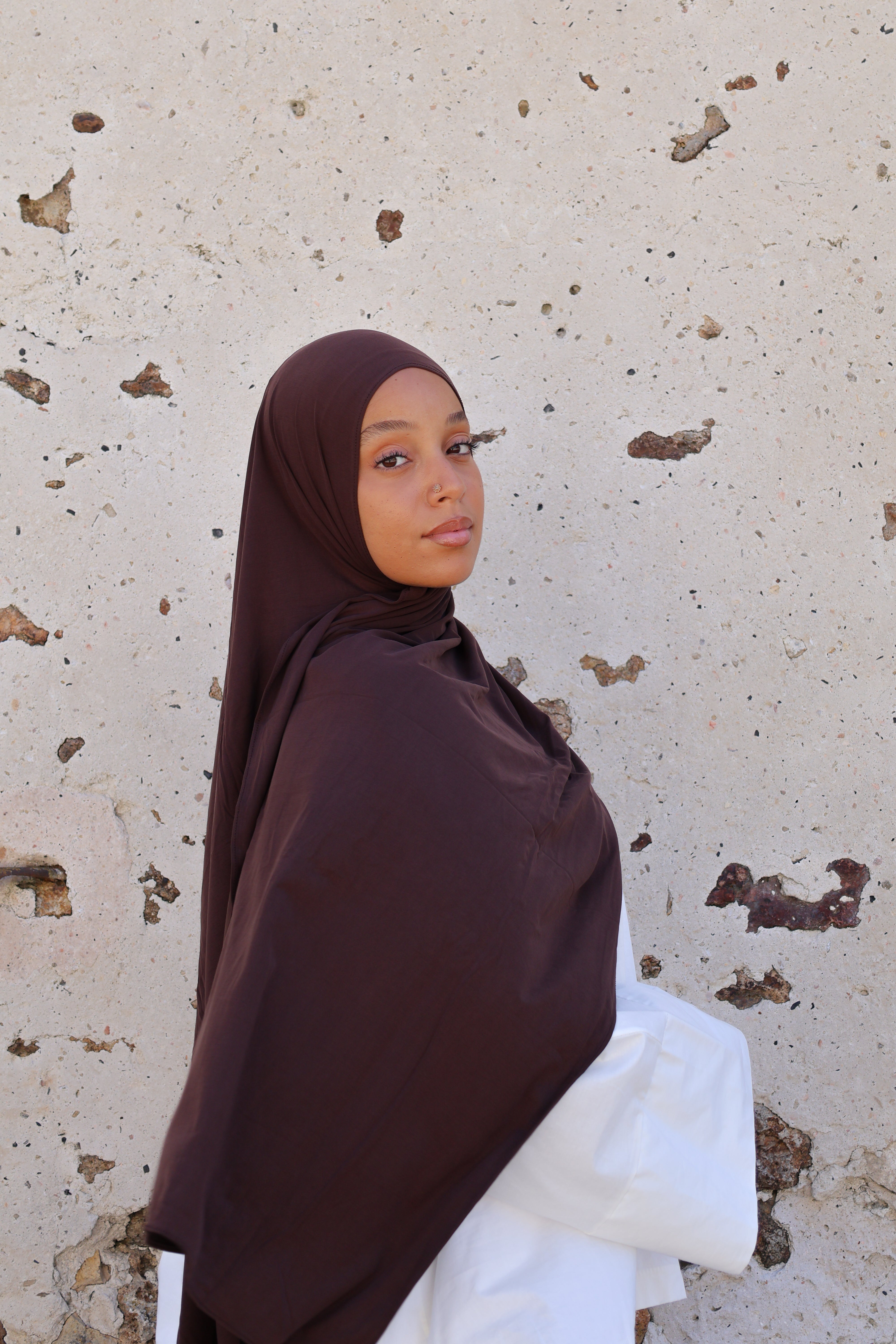 Hijab en jersey respirant - Chestnut