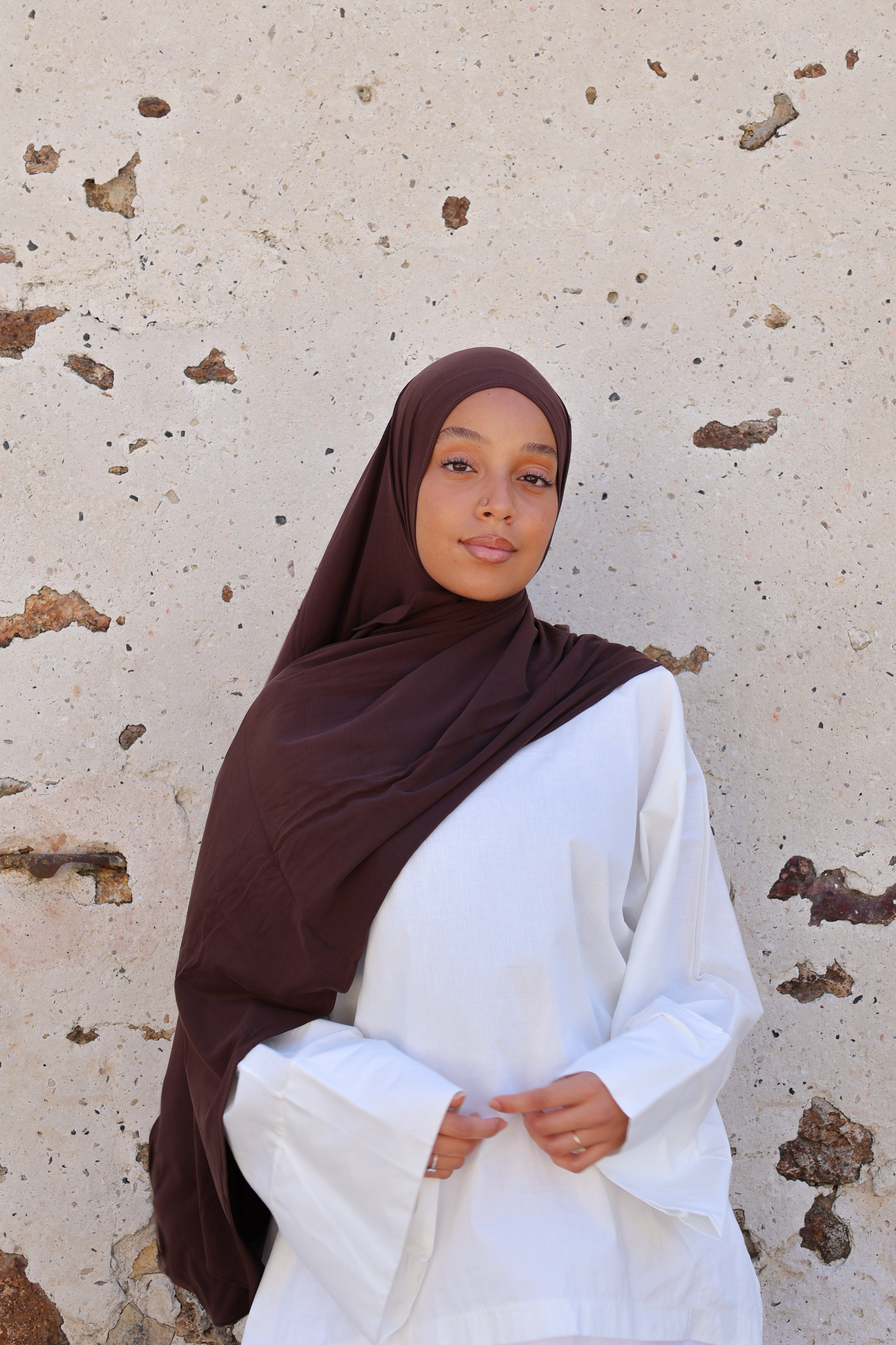 Hijab en jersey respirant - Chestnut