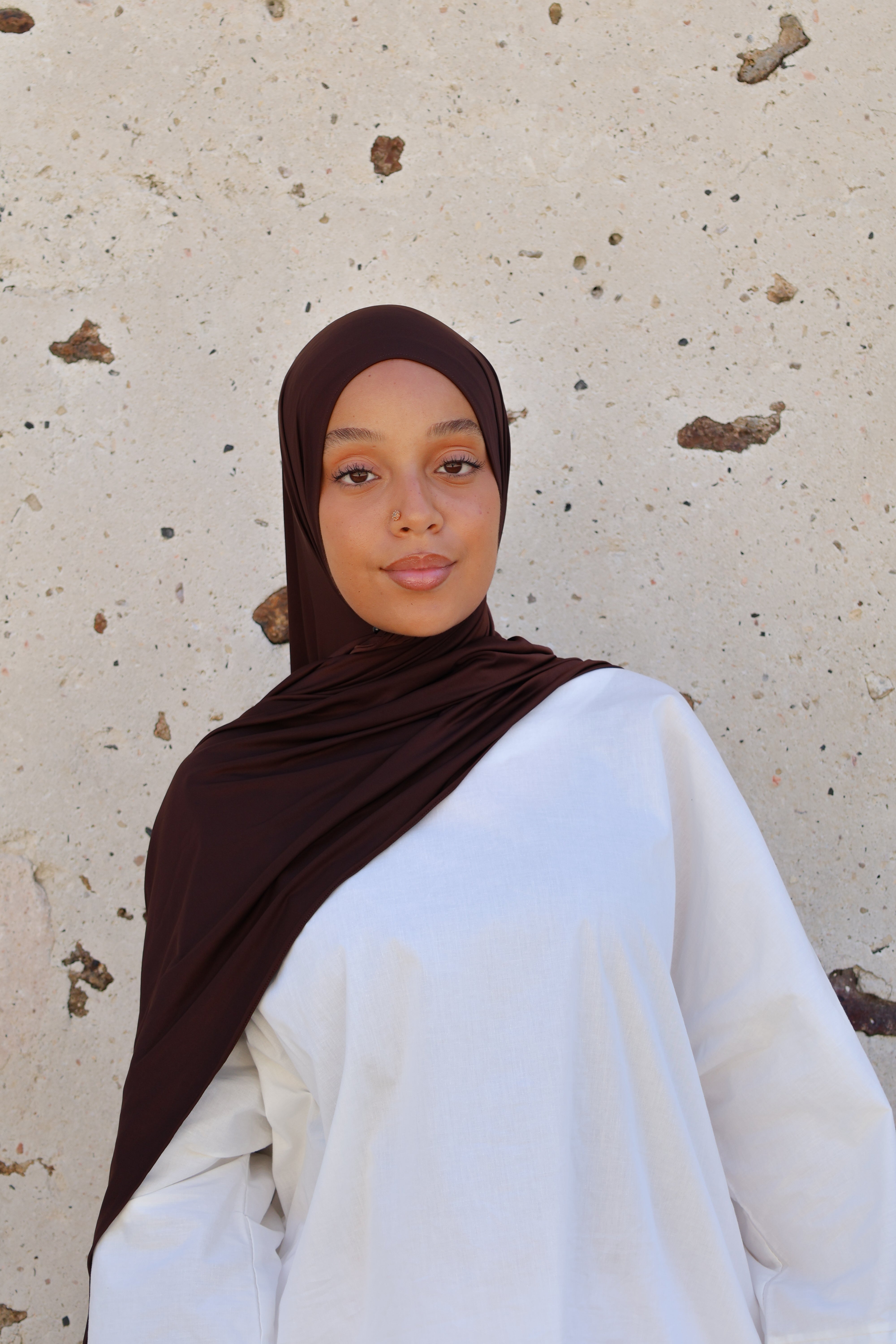 Hijab en jersey fluide - Chocolate