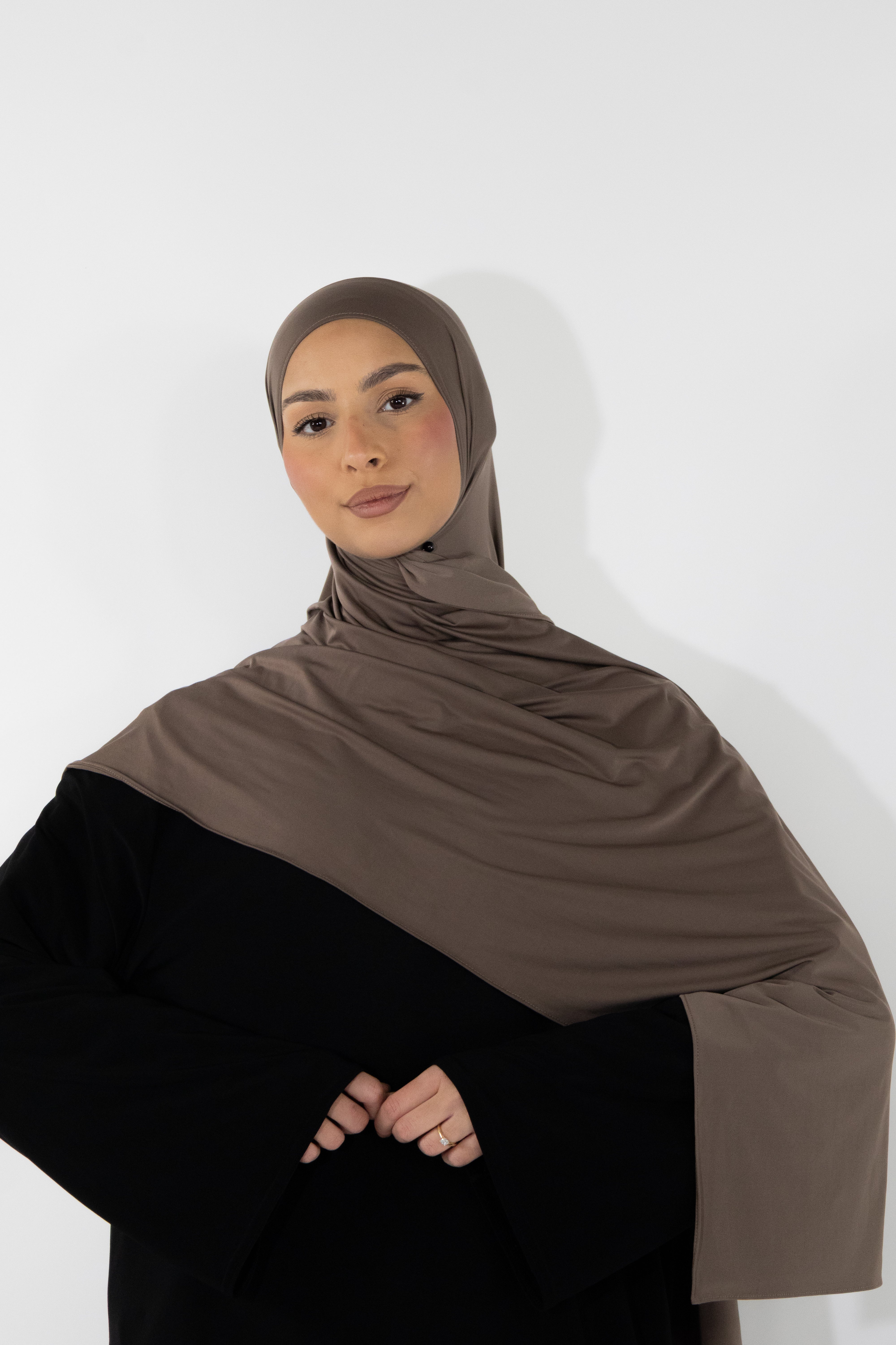 Hijab en jersey fluide - Walnut
