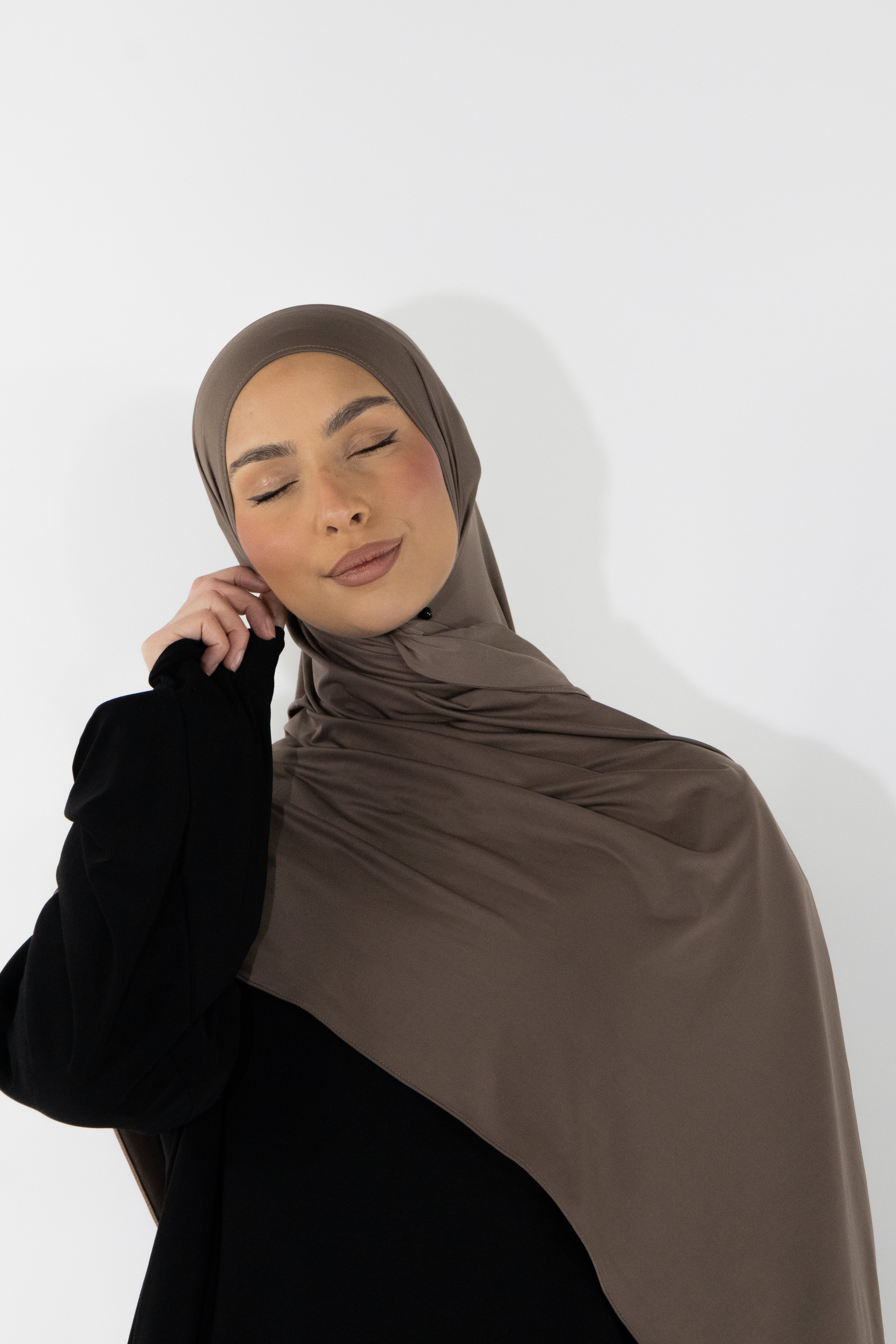 Hijab en jersey fluide - Walnut
