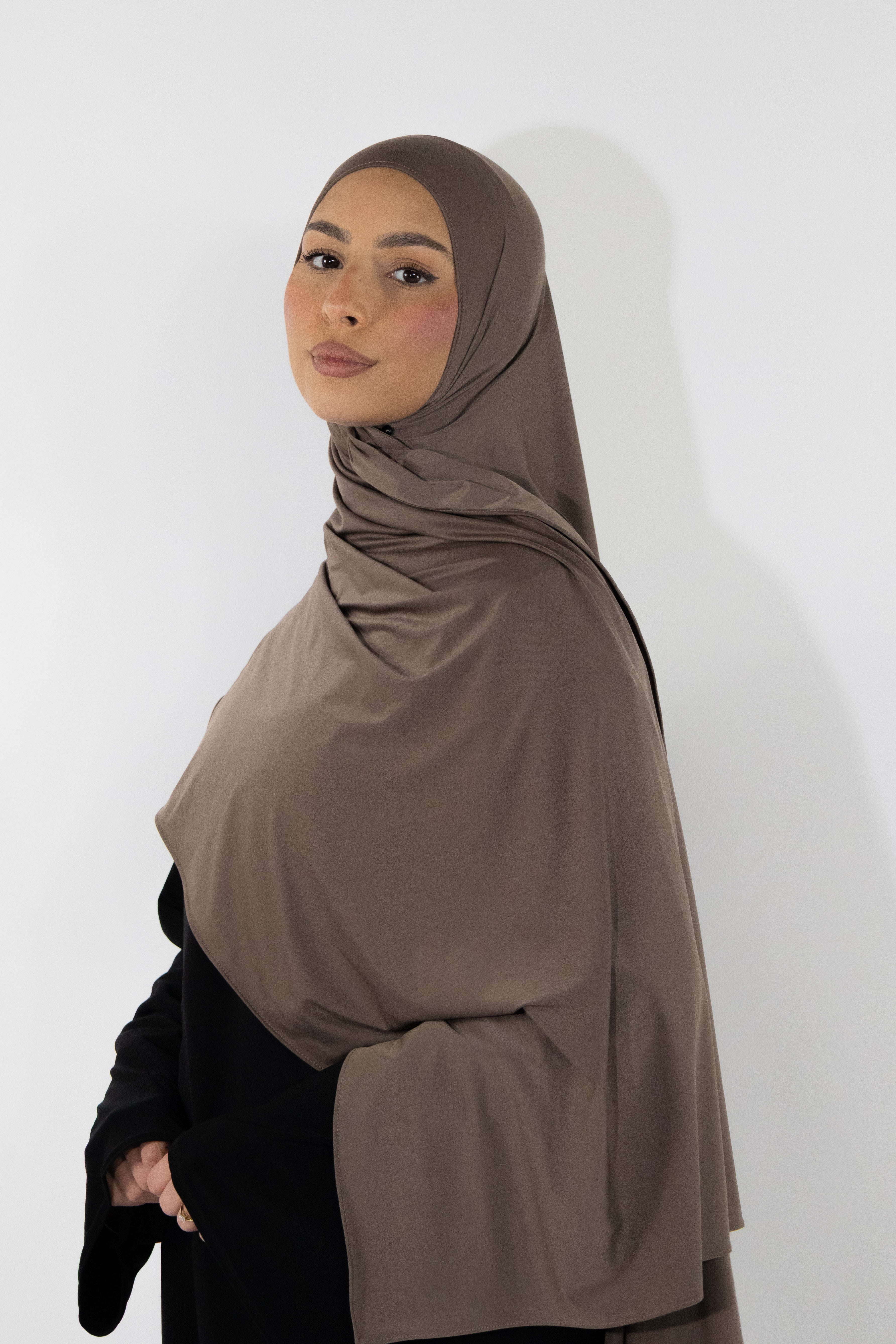Hijab en jersey fluide - Walnut