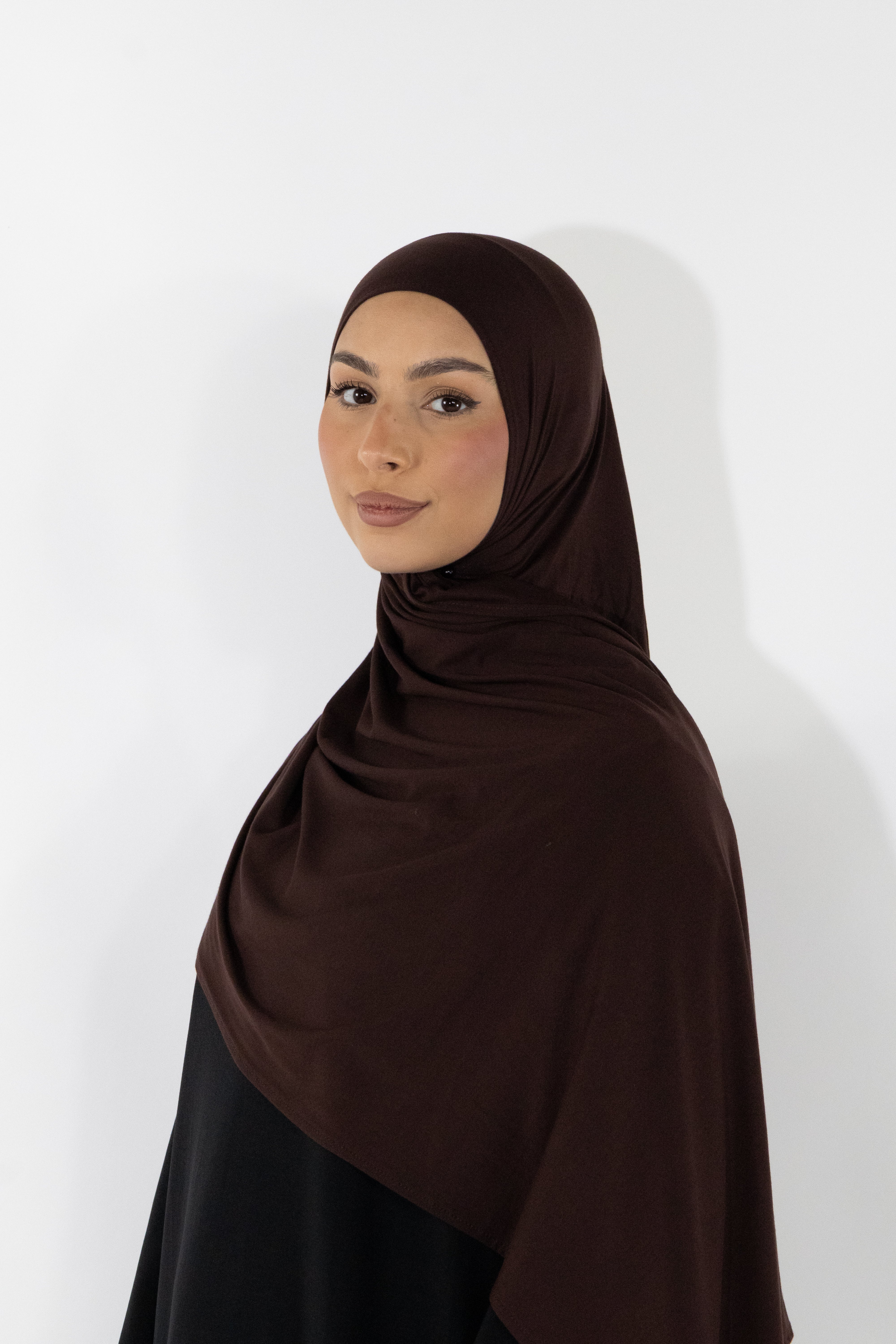 Bamboo jersey hijab - Chestnut