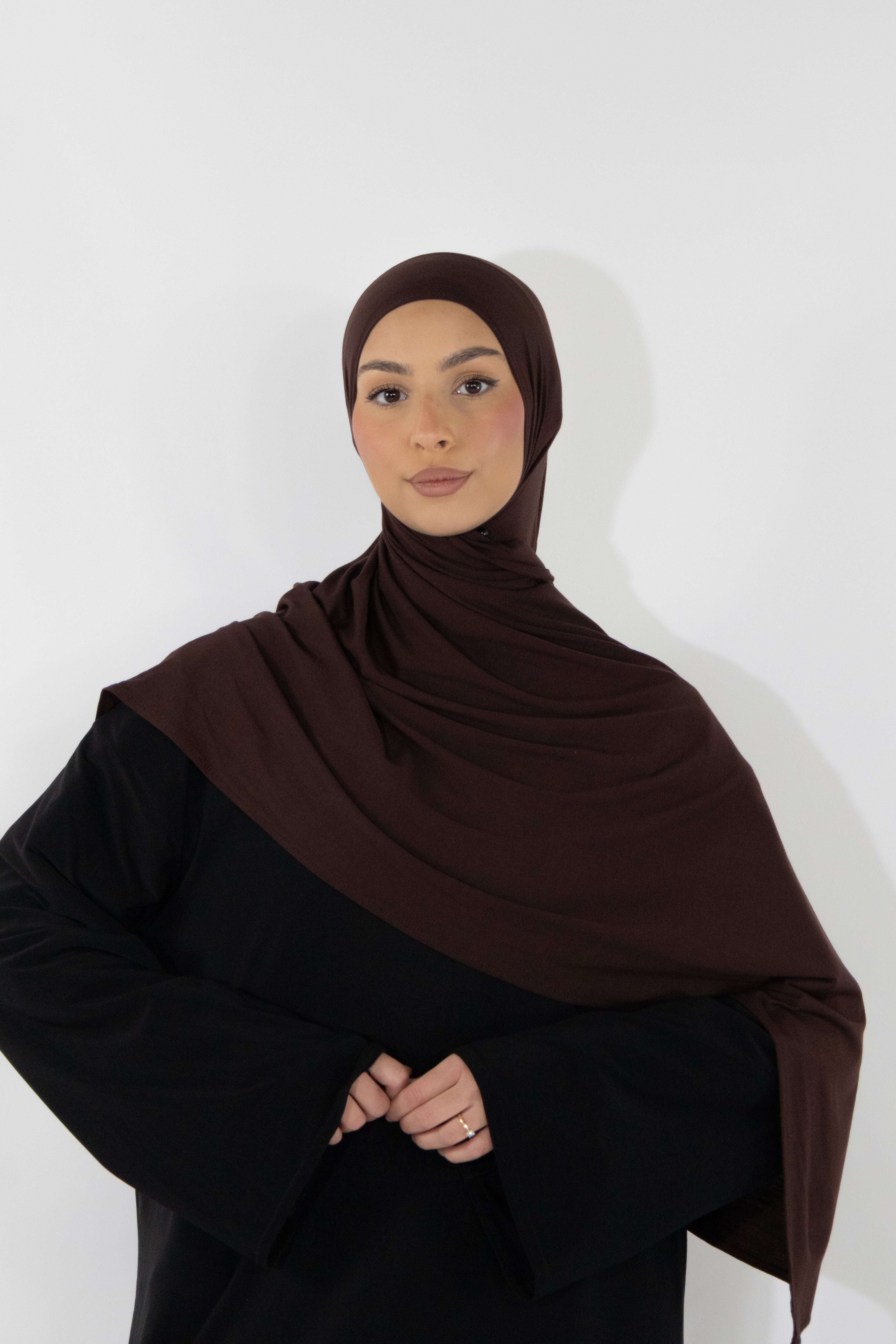 Bamboo jersey hijab - Chestnut