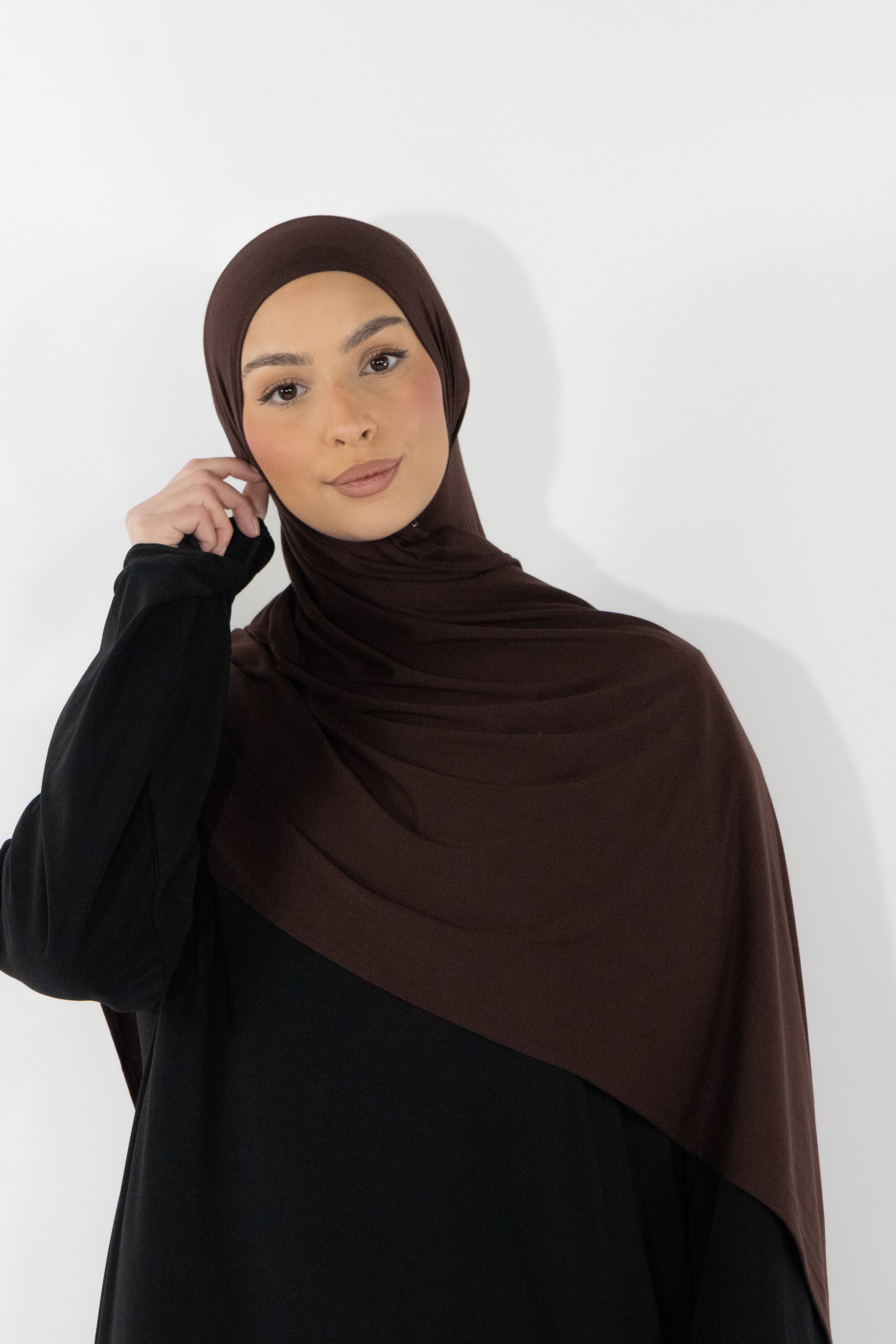 Bamboo jersey hijab - Chestnut