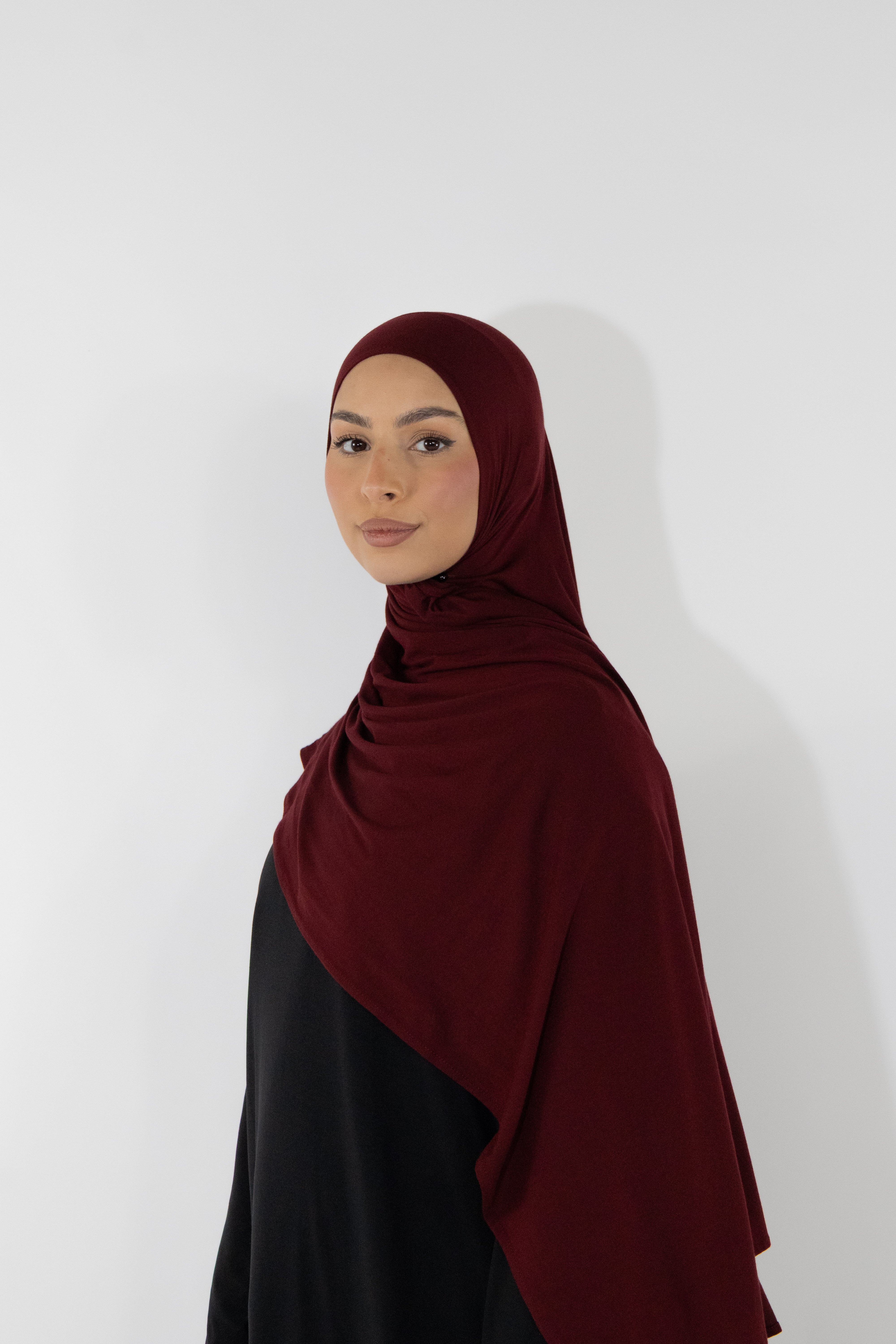Hijab en jersey bamboo - Cherry