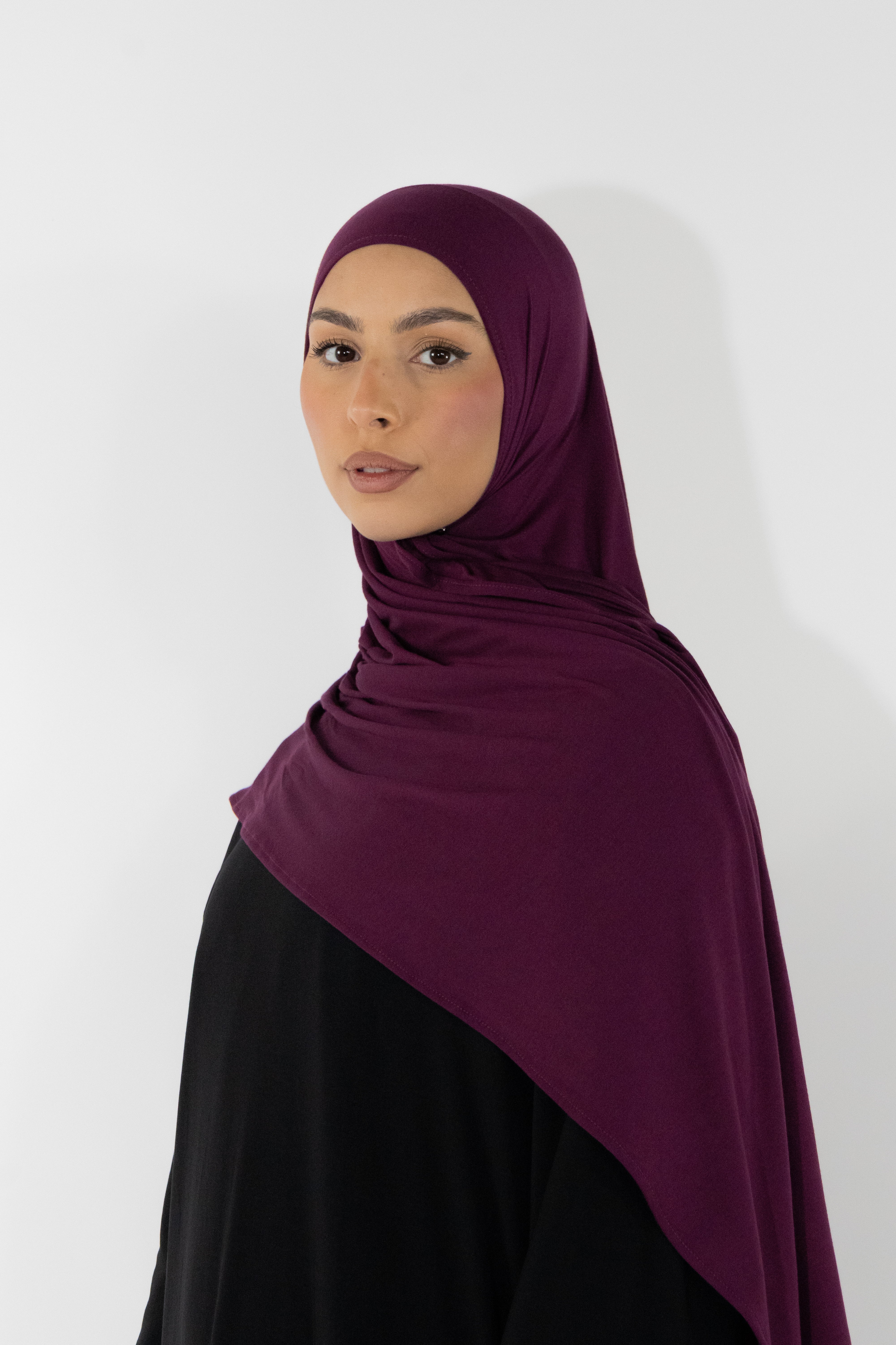 Hijab en jersey bamboo - Plum