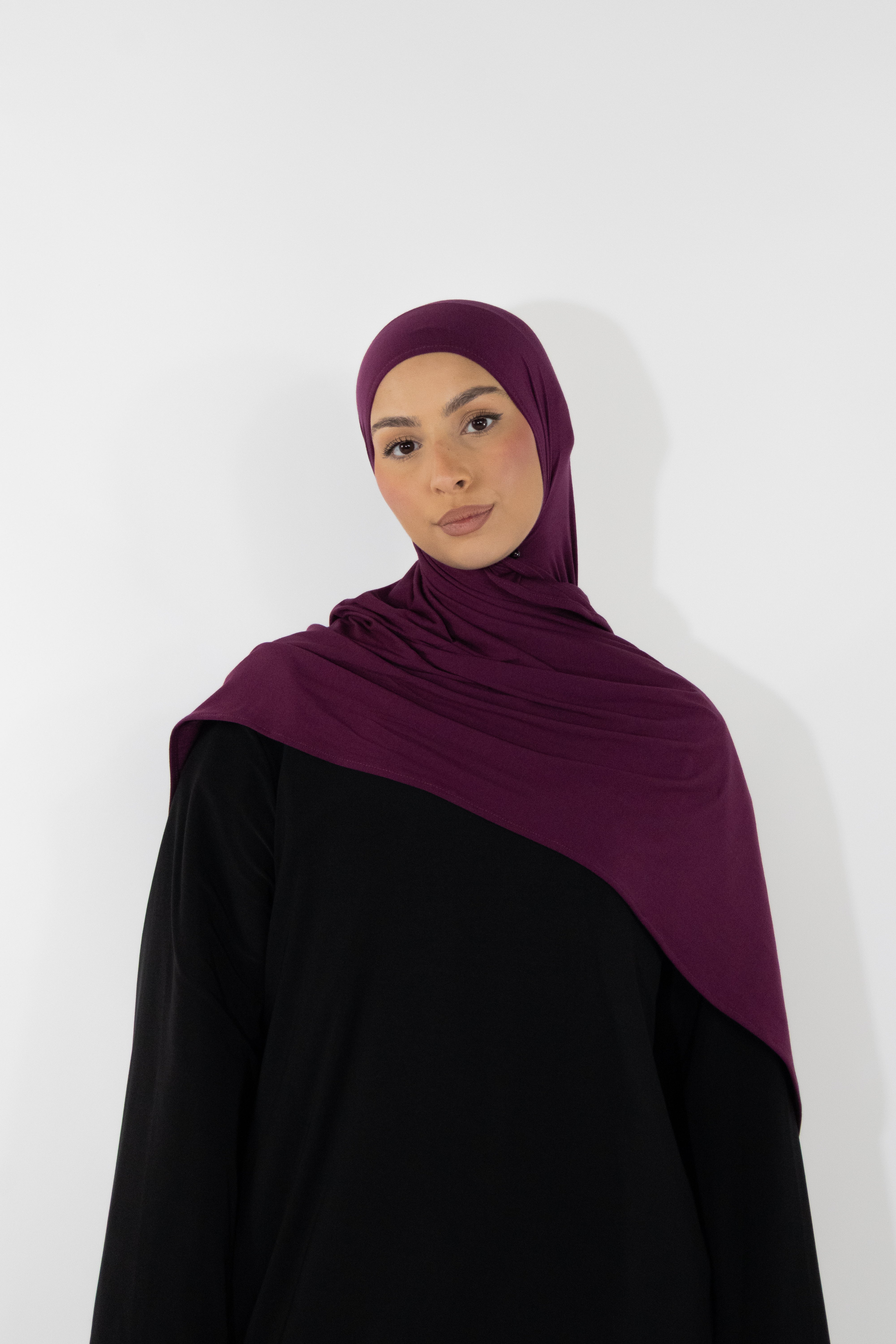 Hijab en jersey bamboo - Plum