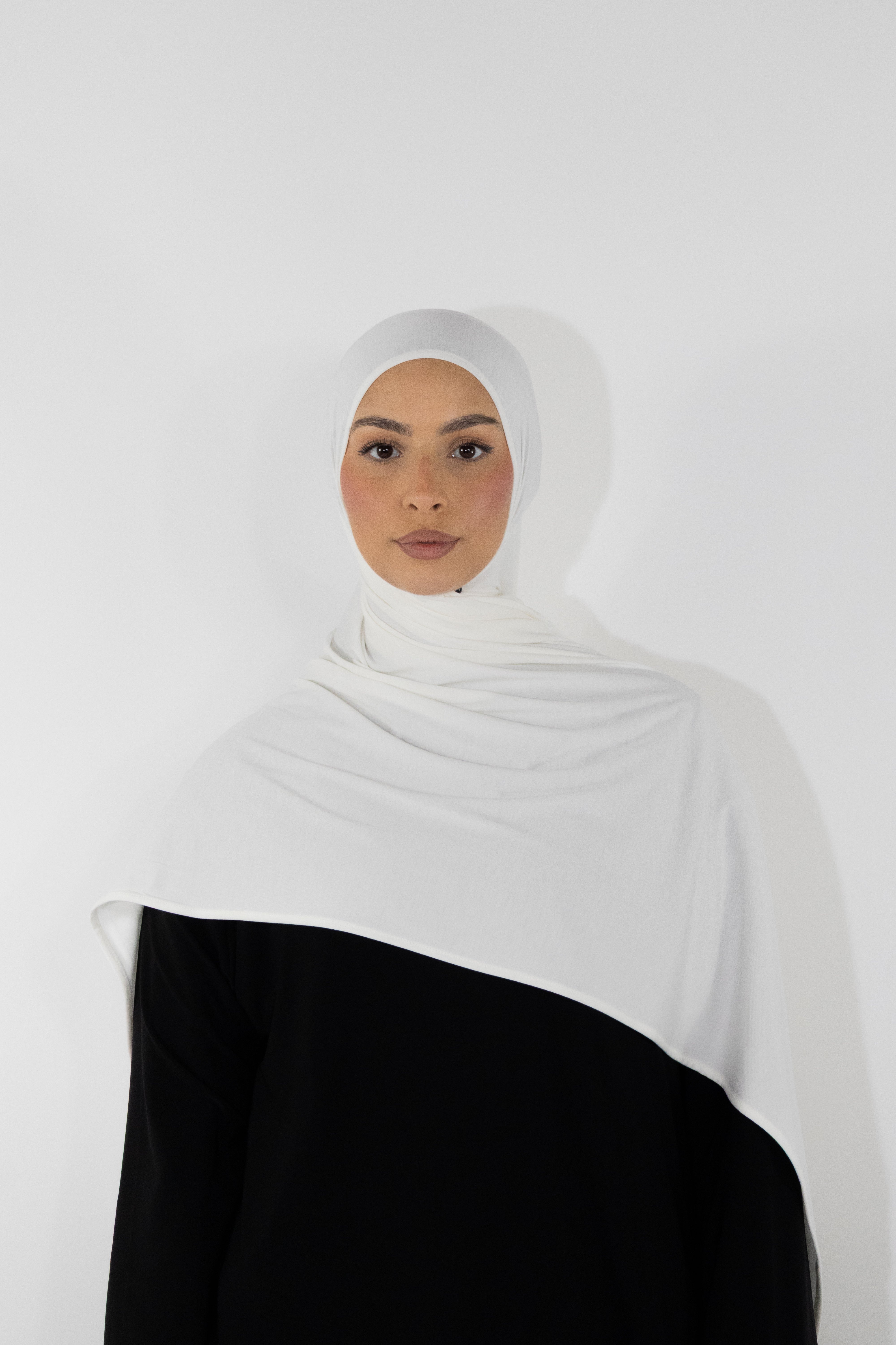 Bamboo jersey hijab - White