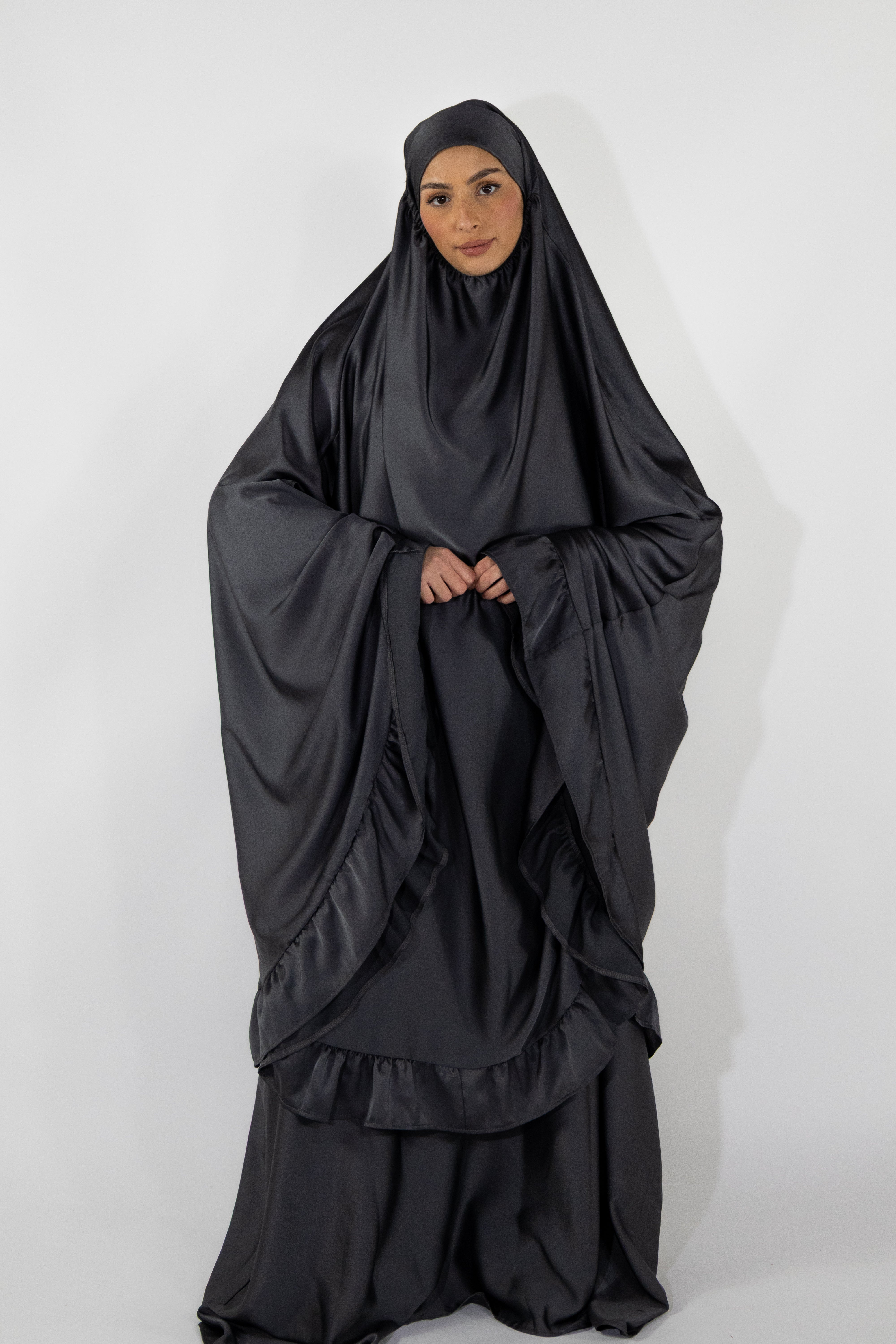 Ensemble de prière satiné - Anthracite