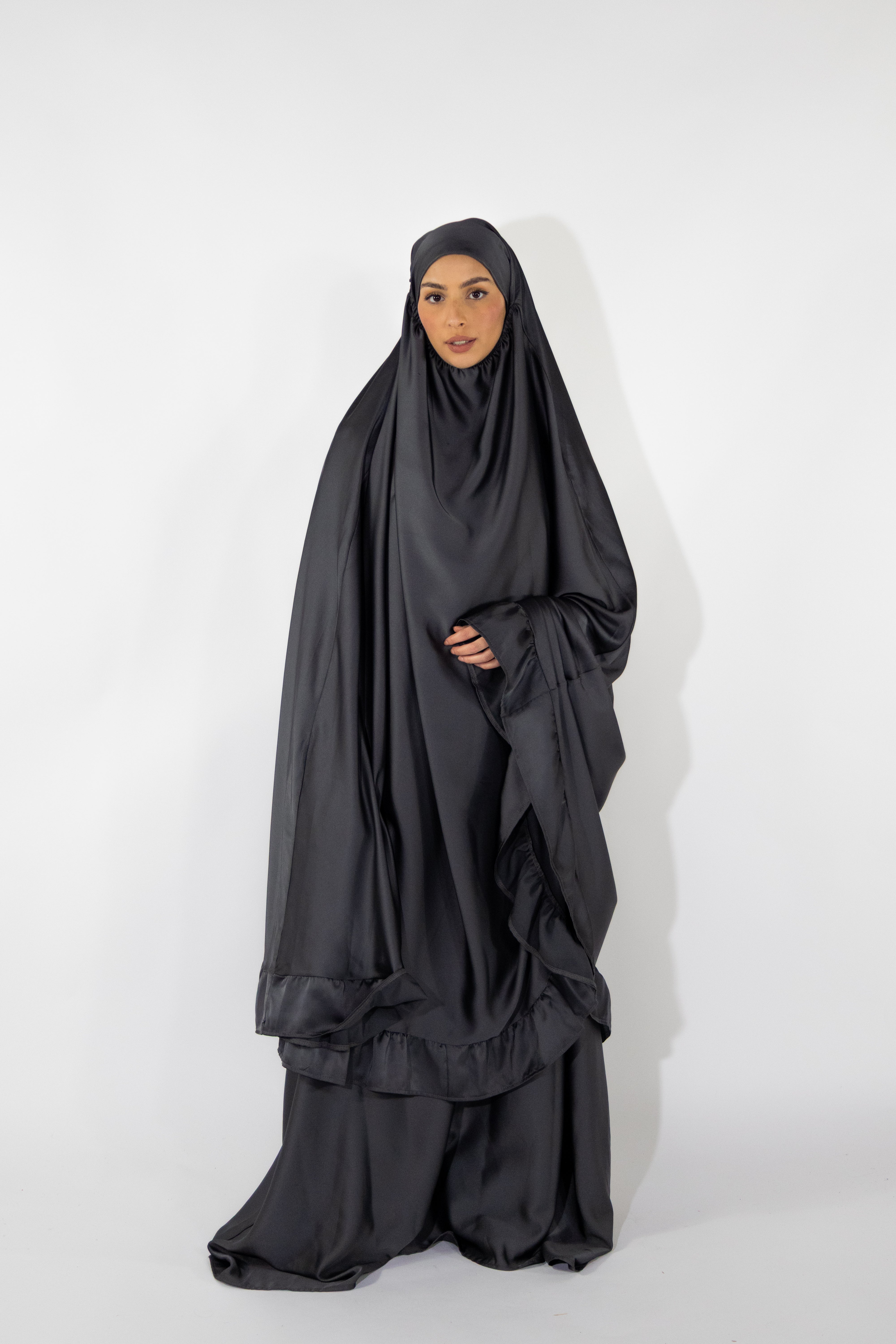 Ensemble de prière satiné - Anthracite