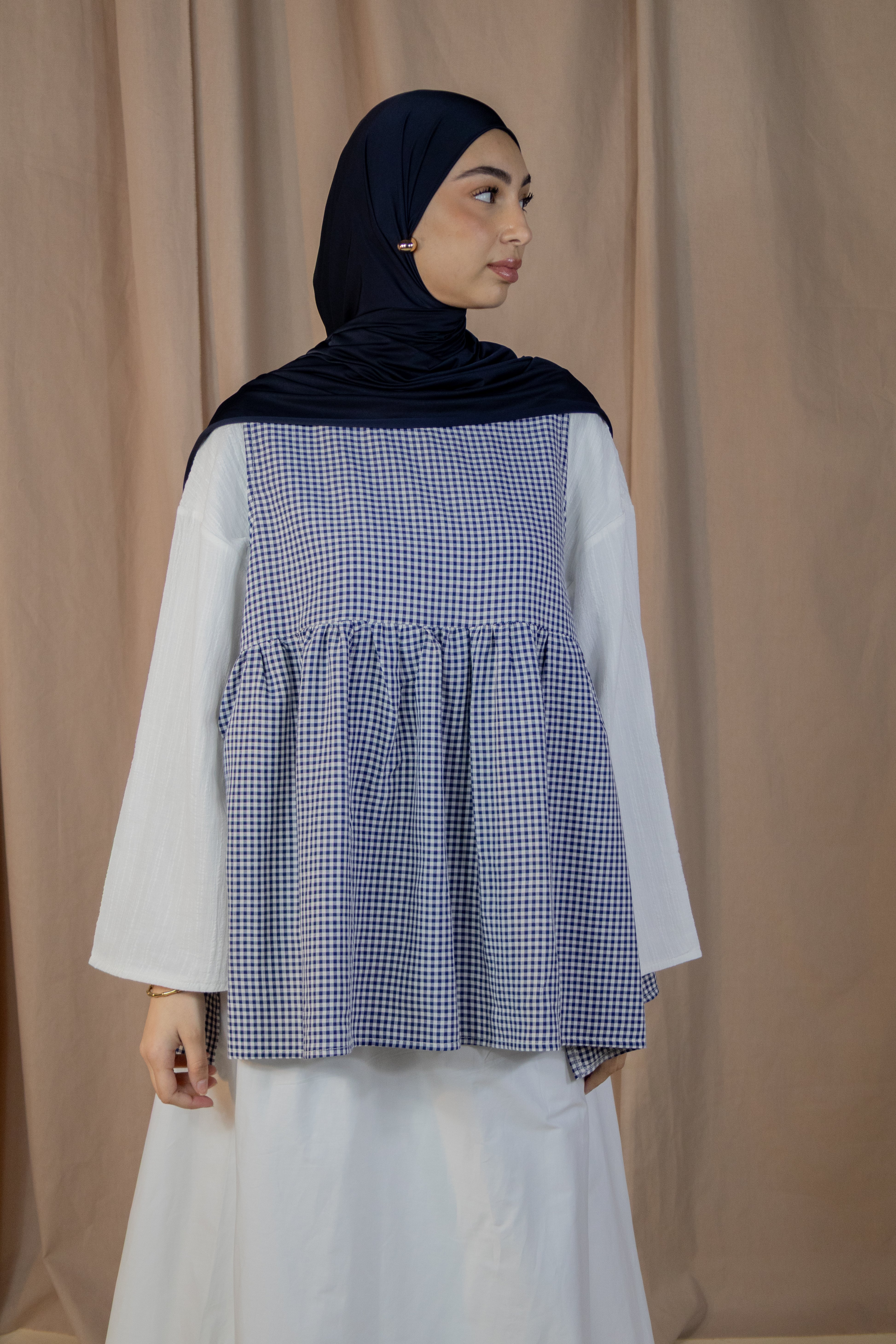 Haut sans manches vichy - Bleu marine