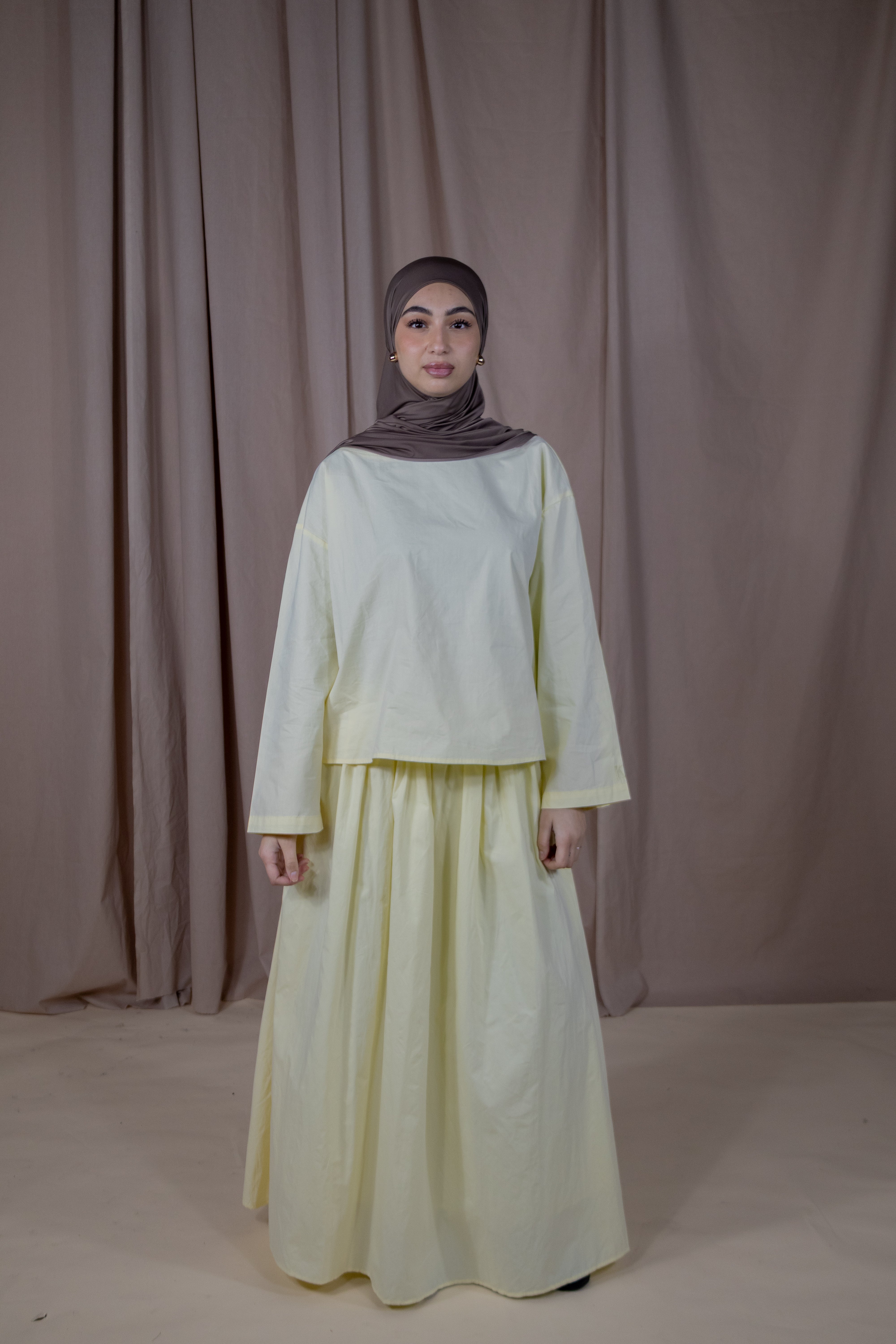 Jupe trapeze coton doublée - Jaune