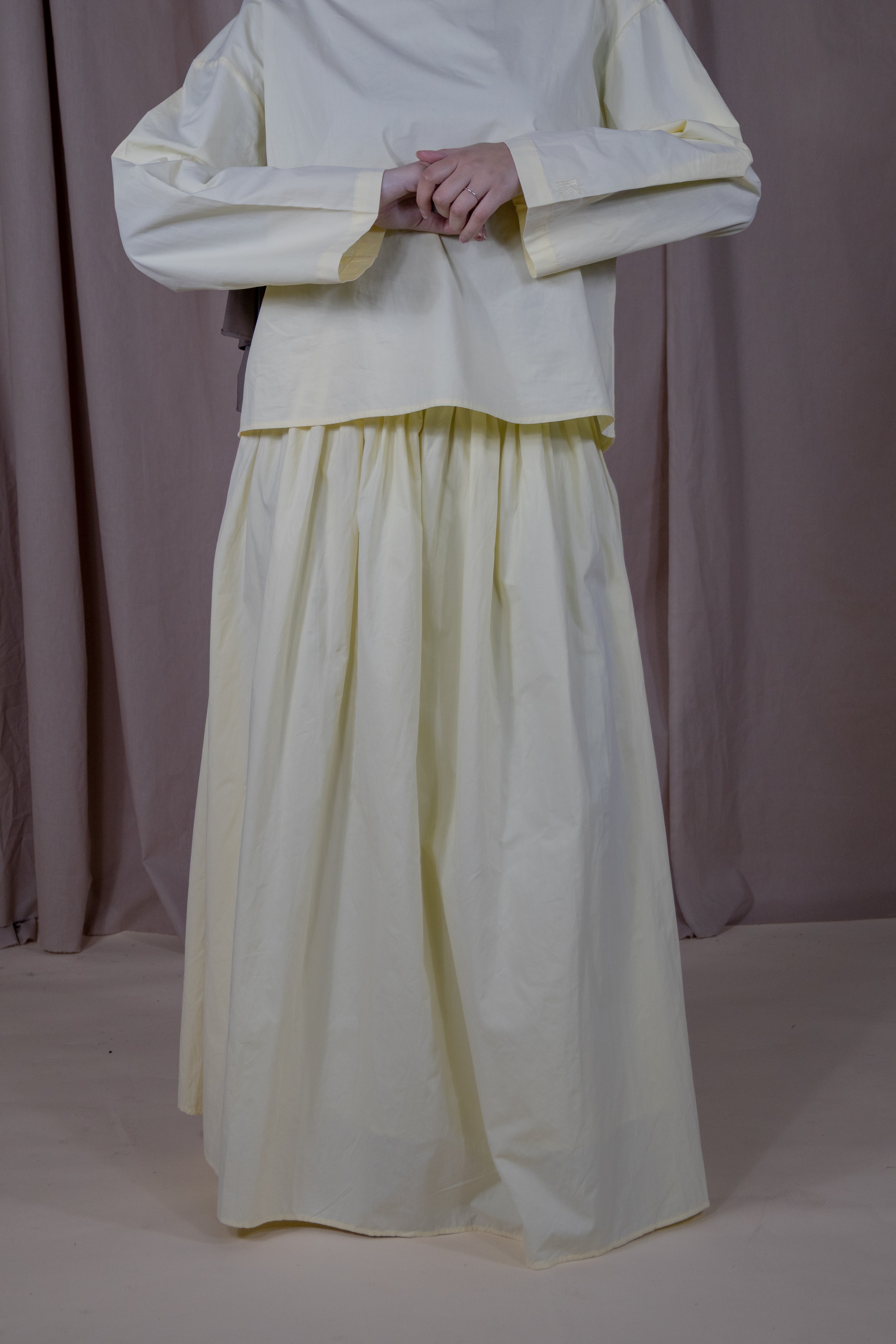 Jupe trapeze coton doublée - Jaune