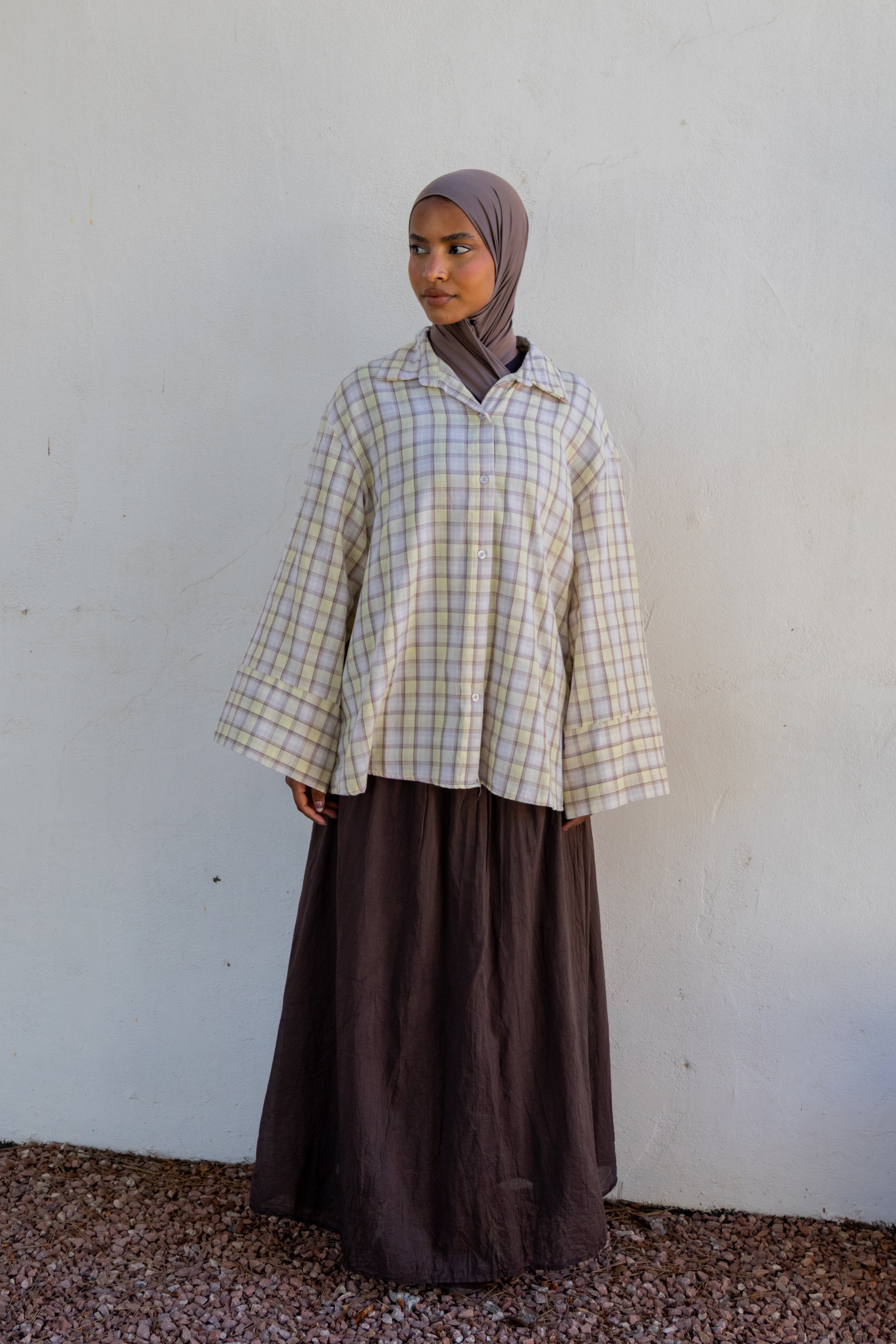 Chemise oversize à carreaux - Jaune