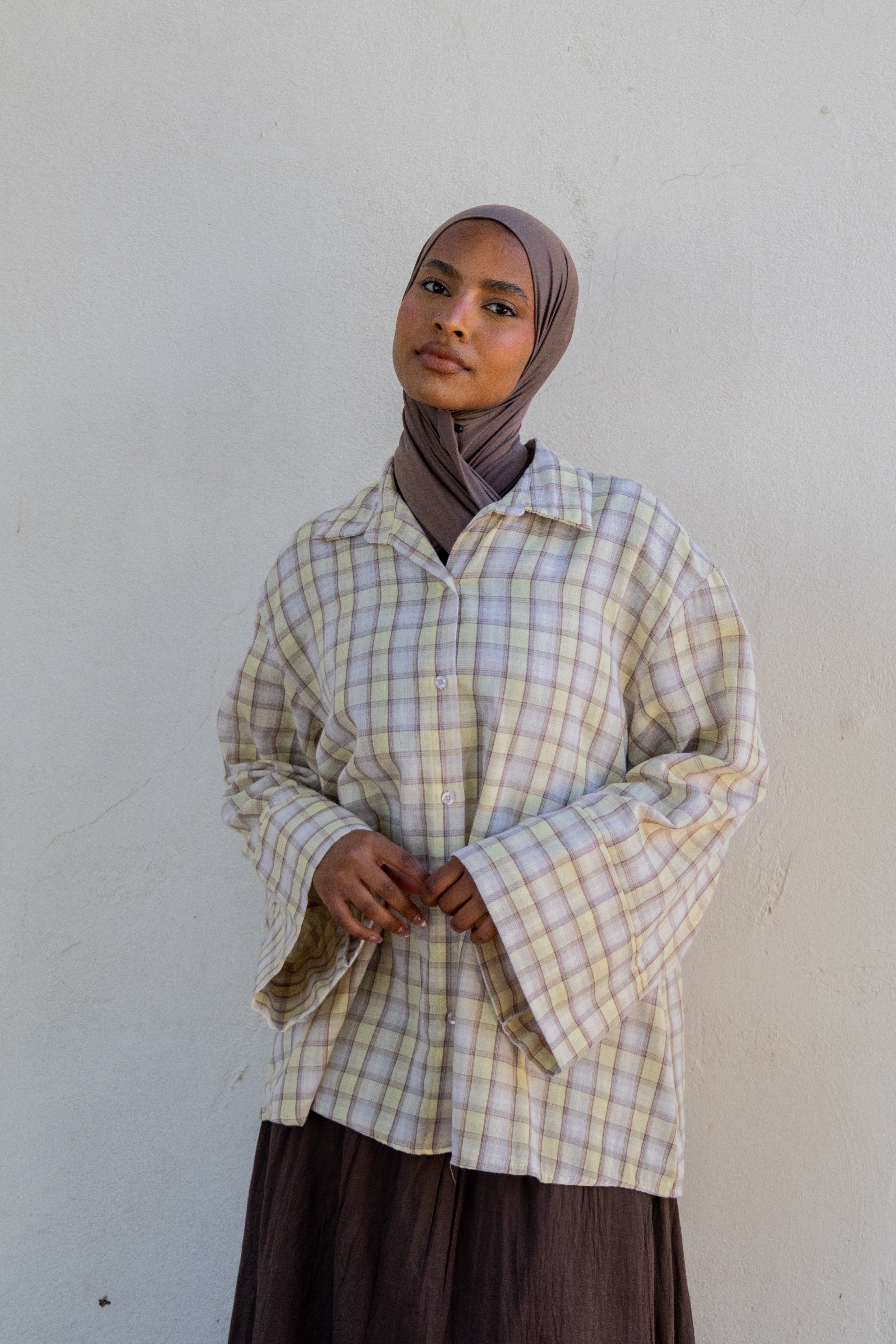 Chemise oversize à carreaux - Jaune
