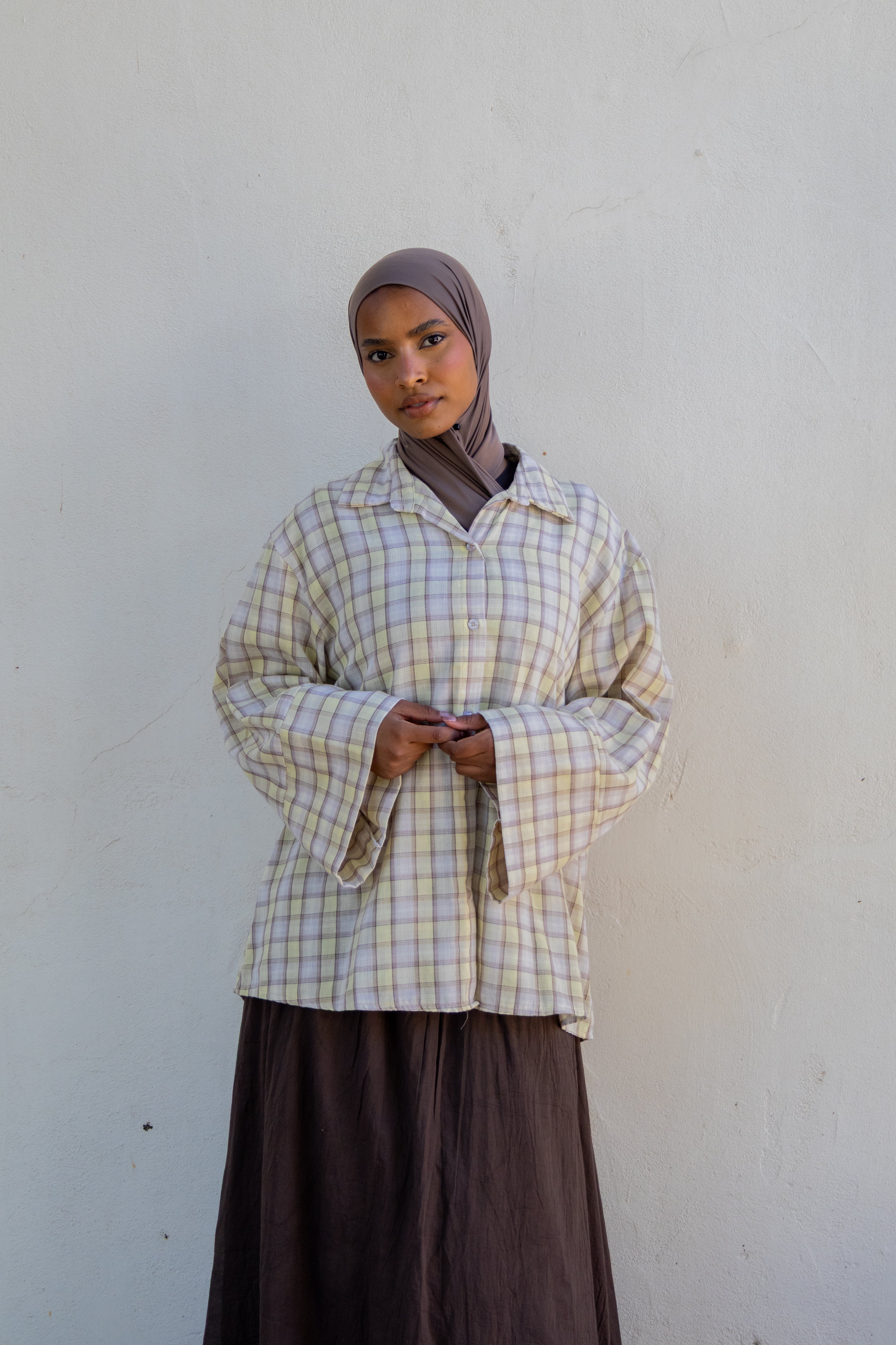 Chemise oversize à carreaux - Jaune