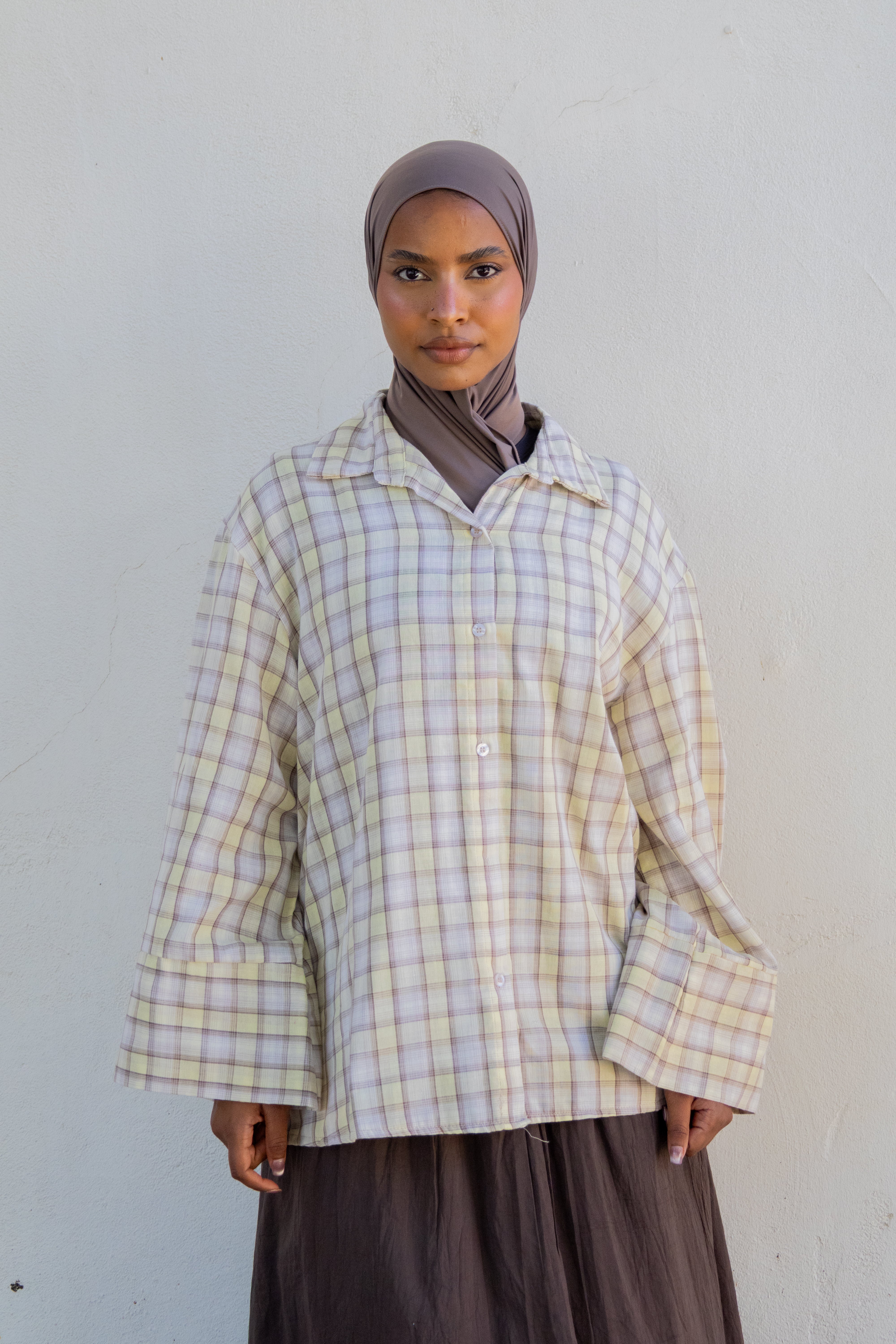 Chemise oversize à carreaux - Jaune