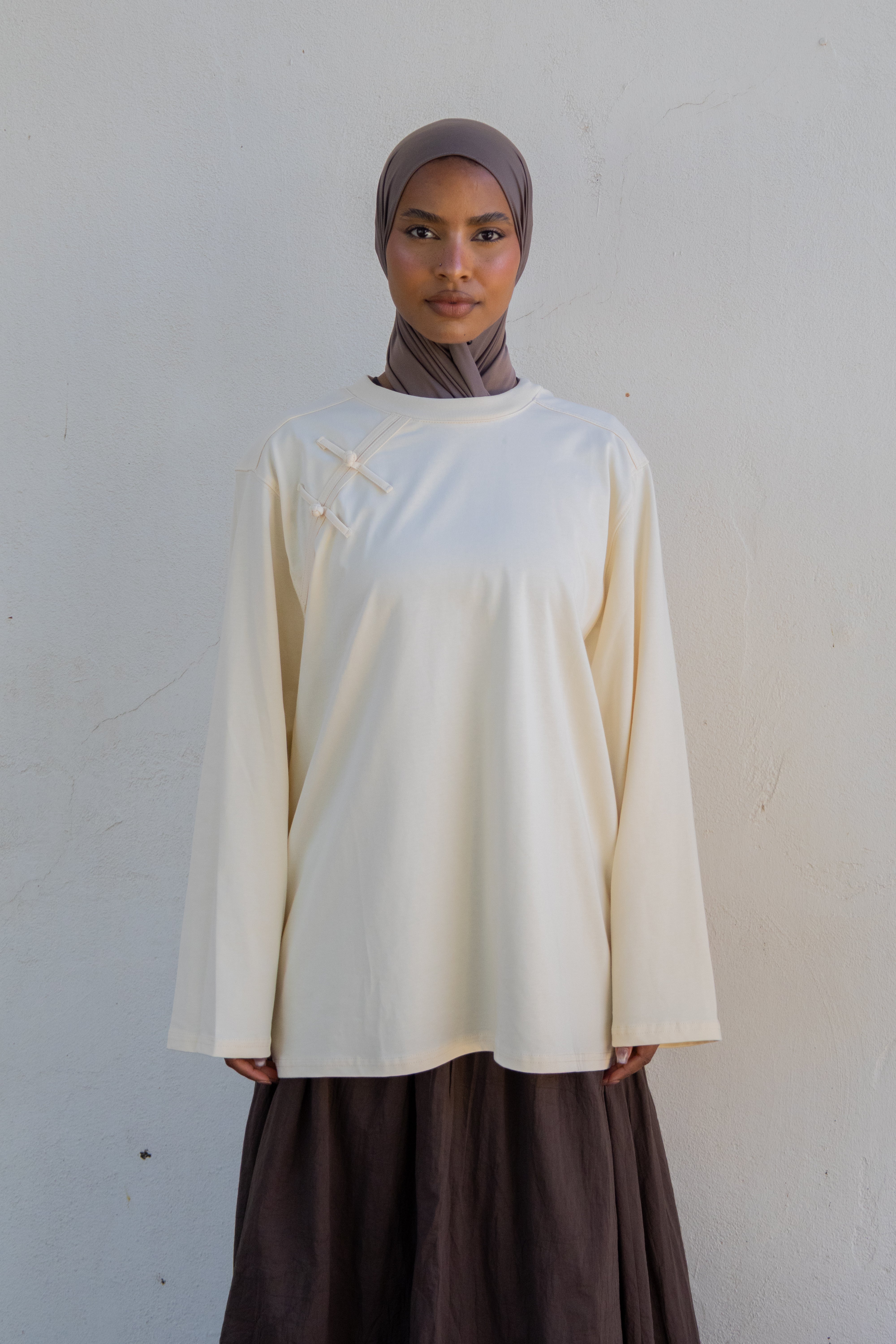 T-shirt bouton chinois - Beurre