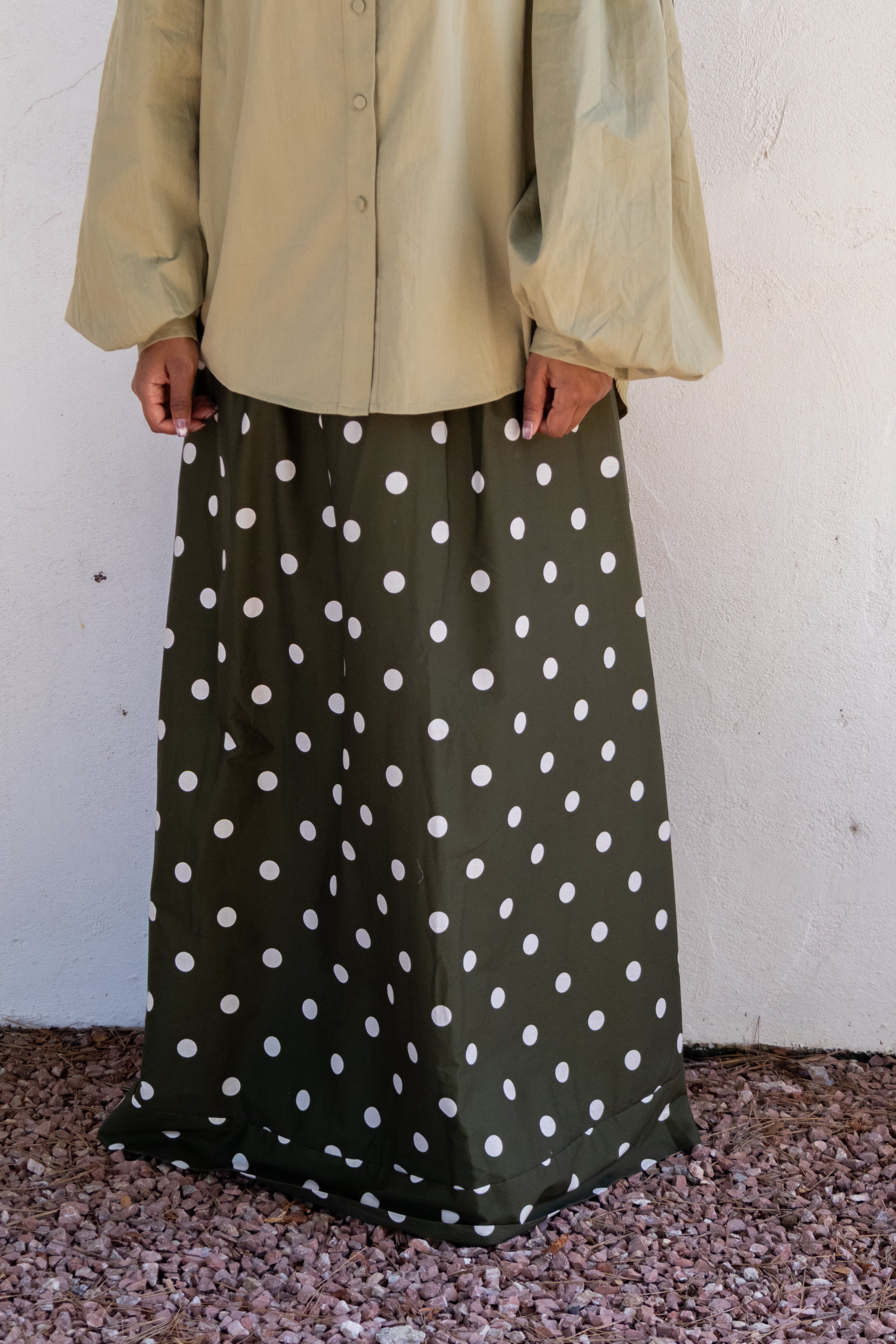 Jupe à pois - Kaki