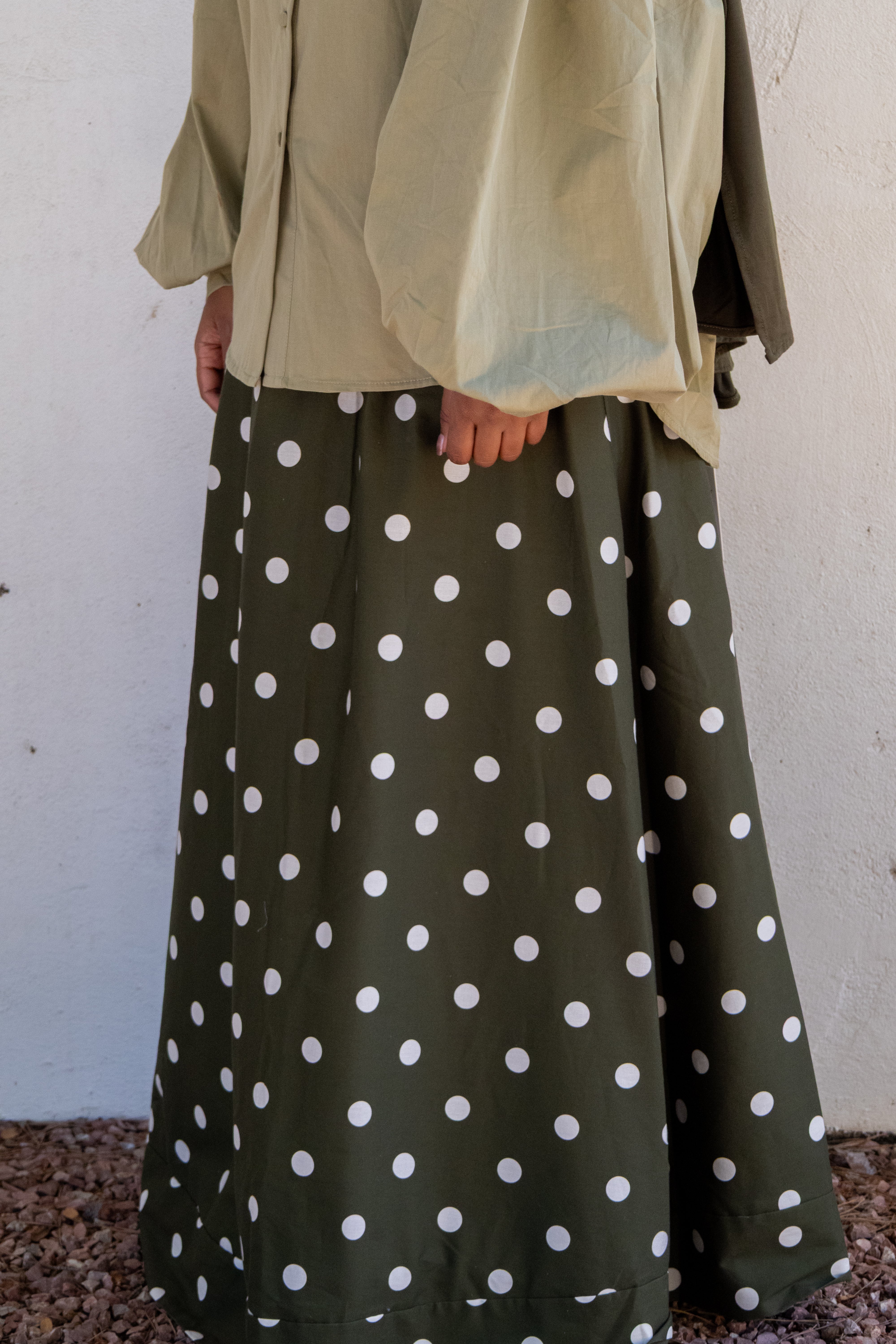 Jupe à pois - Kaki