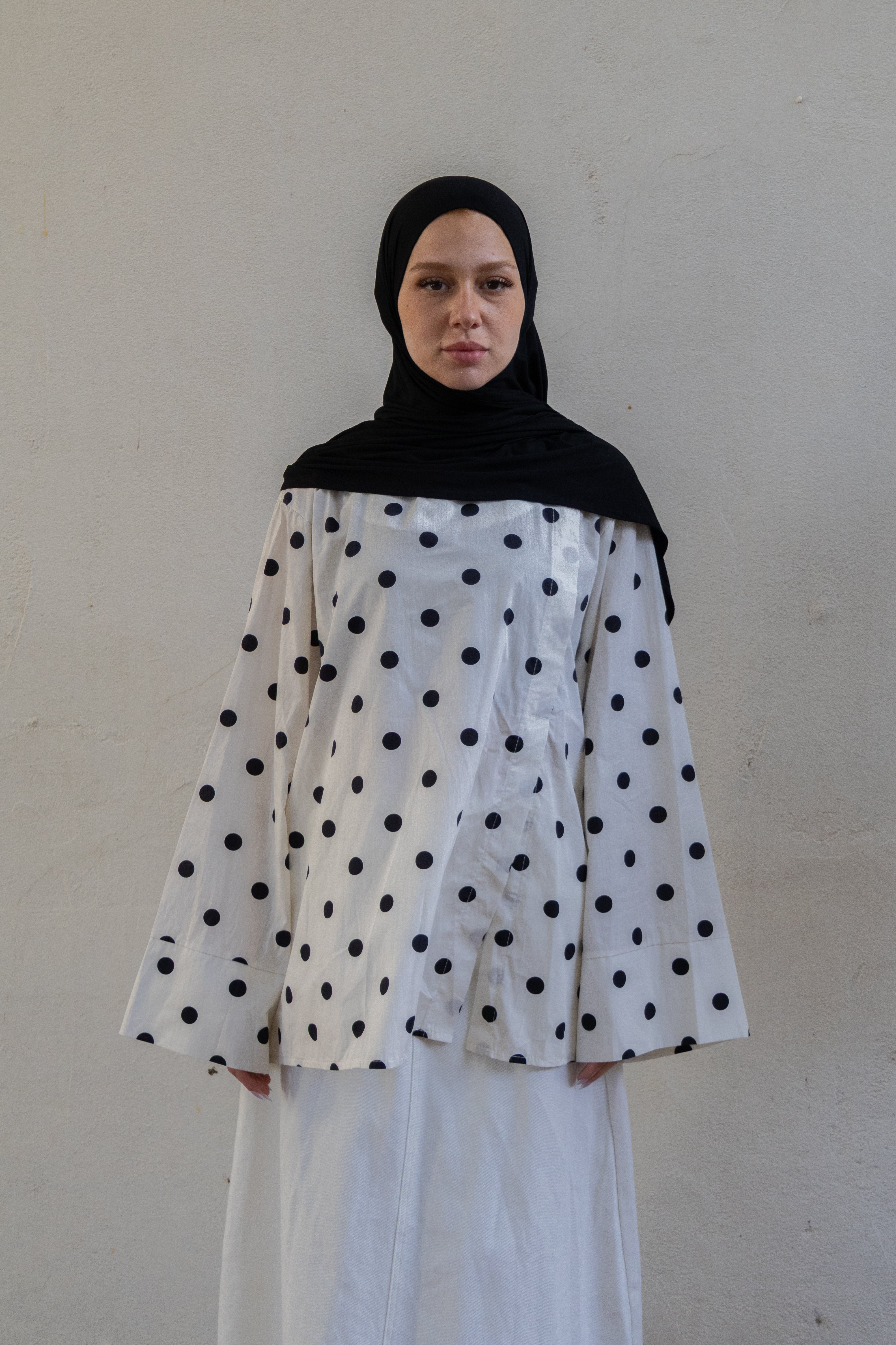 Haut a fentes a pois - Blanc