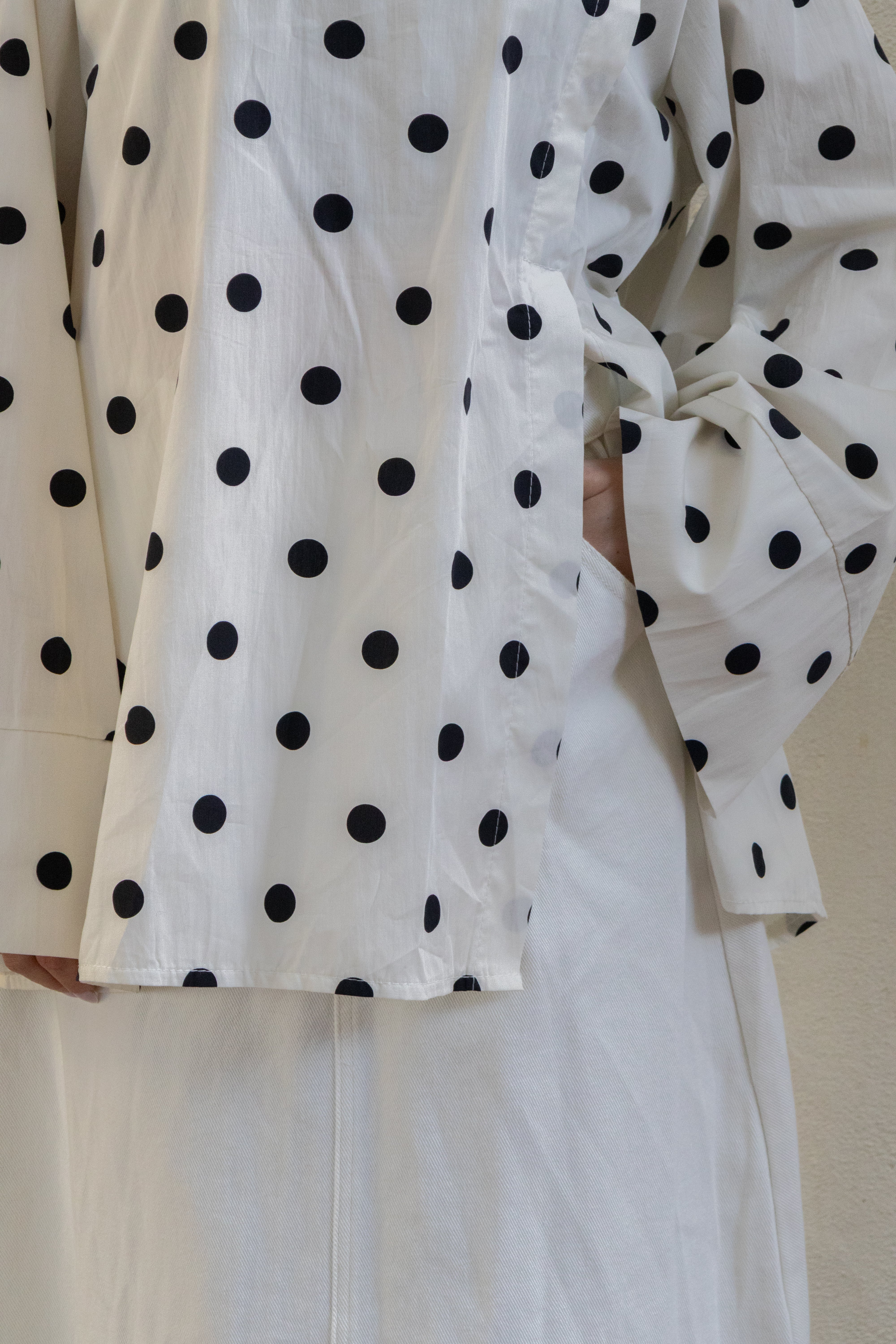 Haut a fentes a pois - Blanc