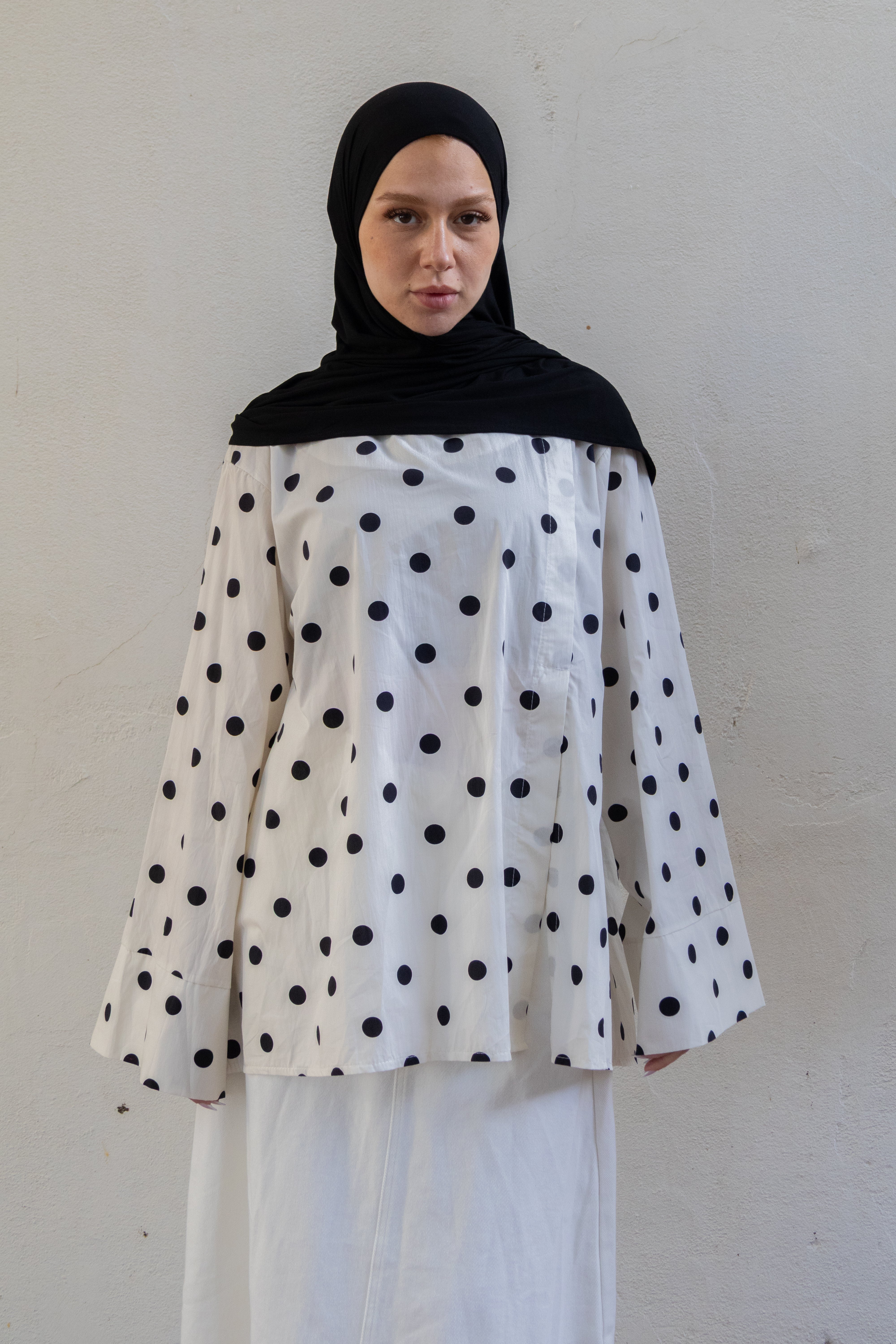 Haut a fentes a pois - Blanc