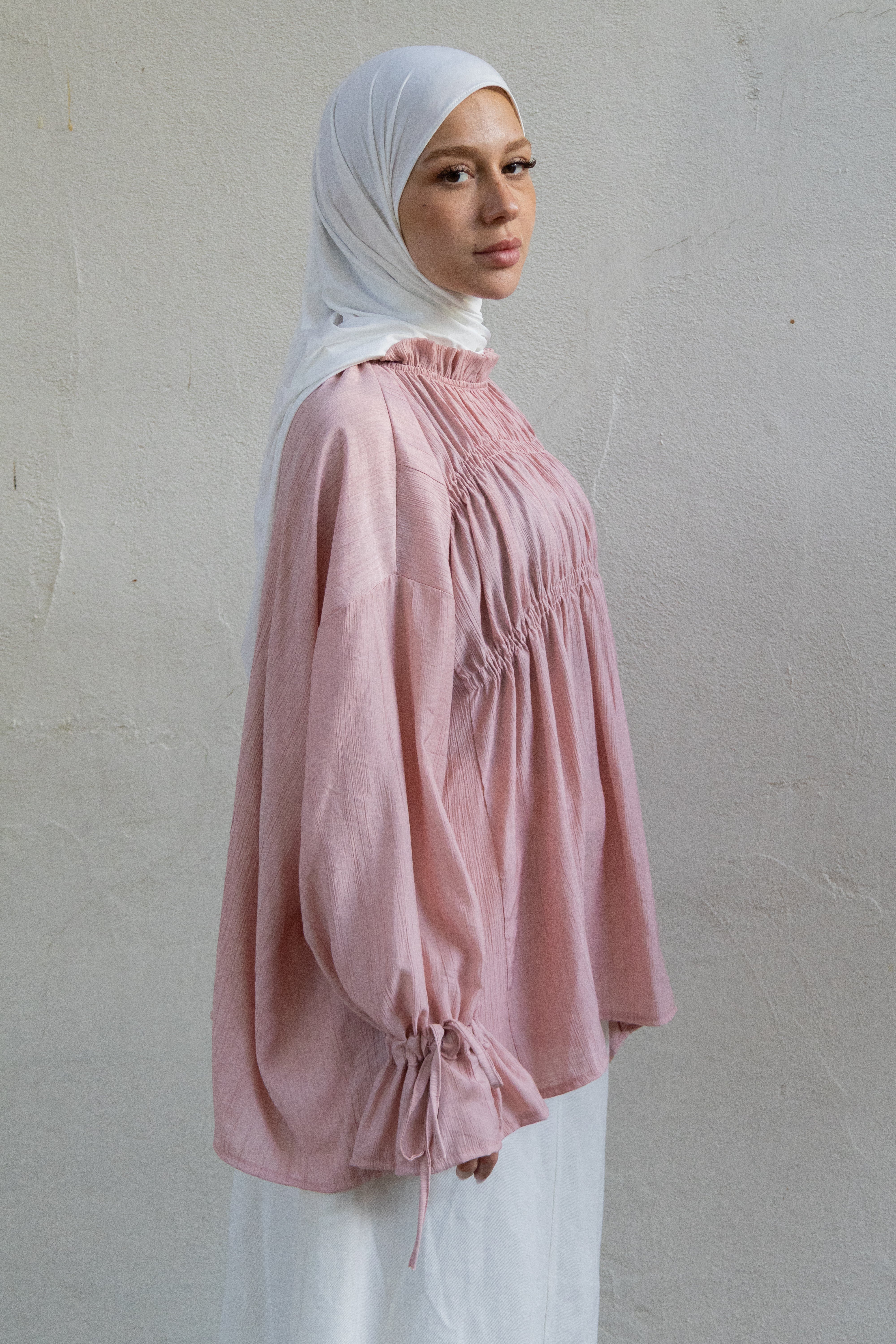 Blouse smokée - Rose