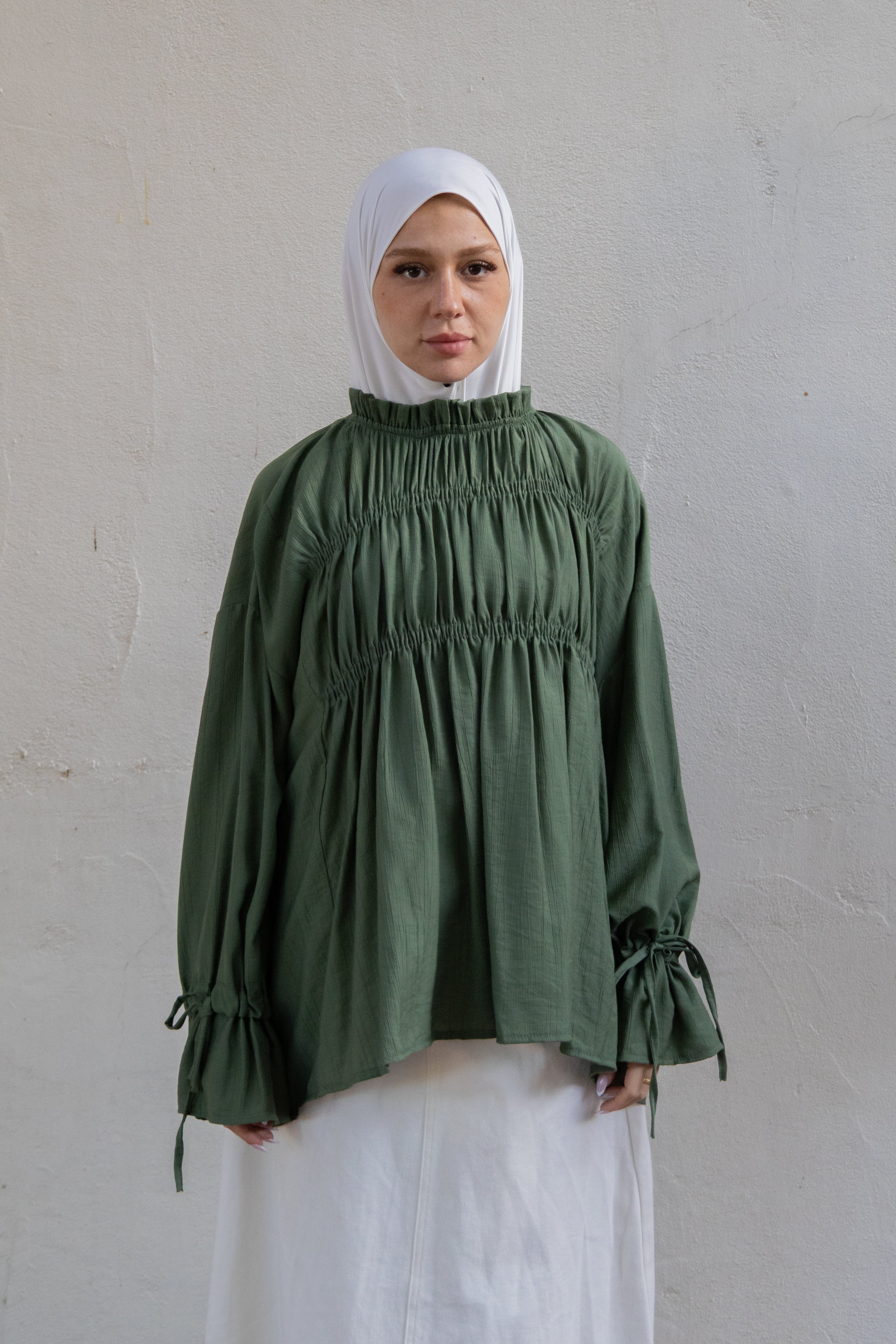 Blouse smokée - Kaki