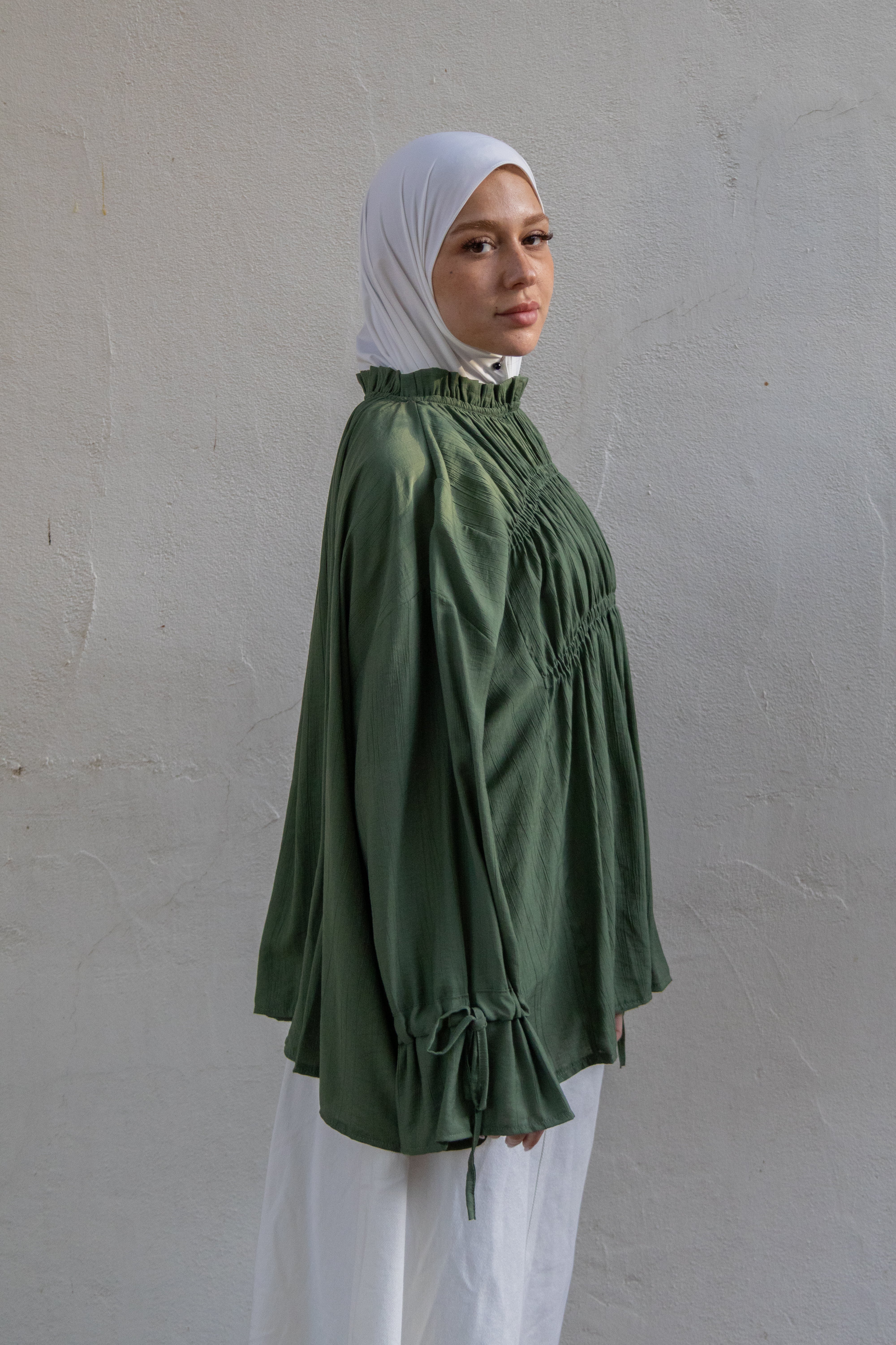 Blouse smokée - Kaki