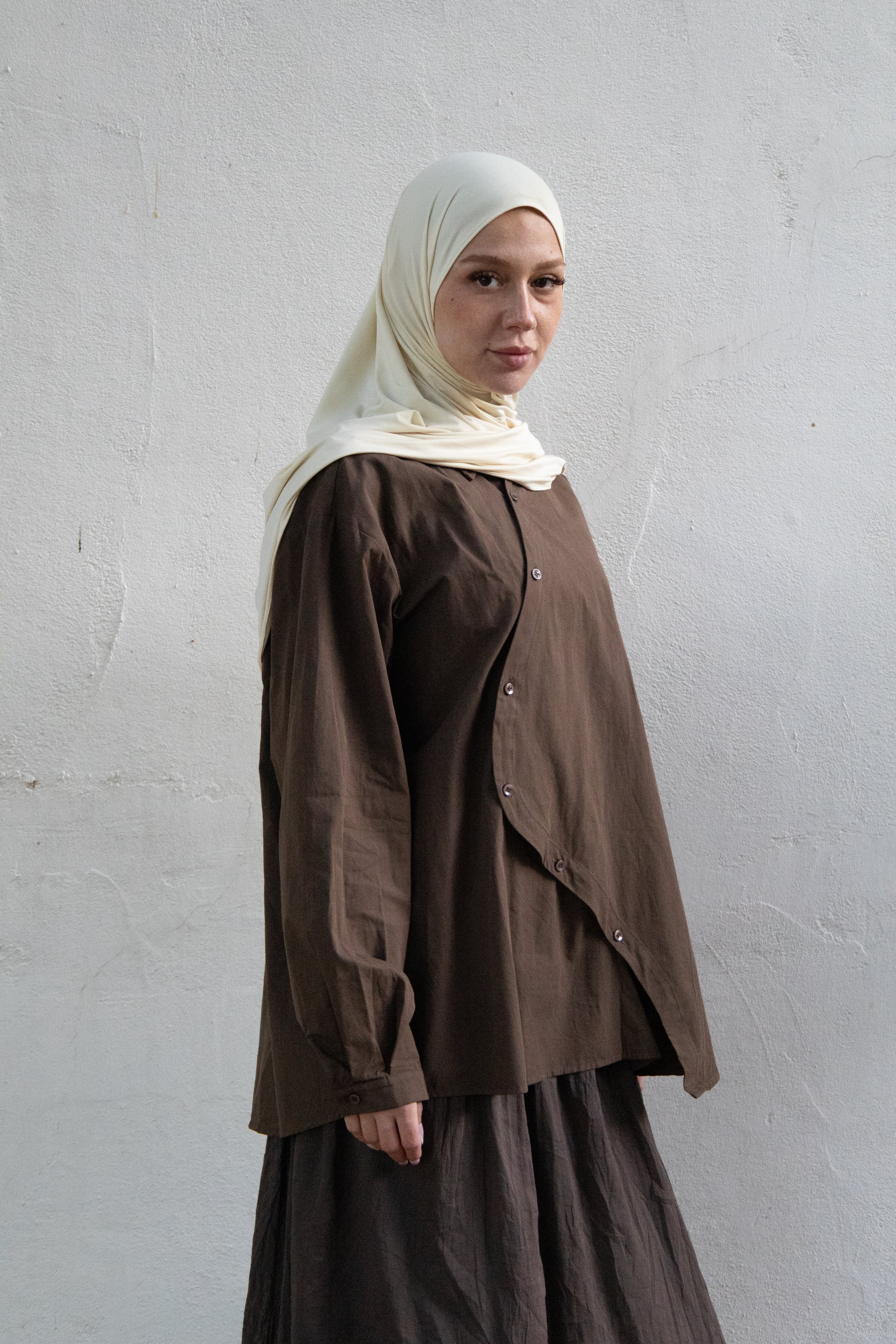 Chemise asymétrique - Marron