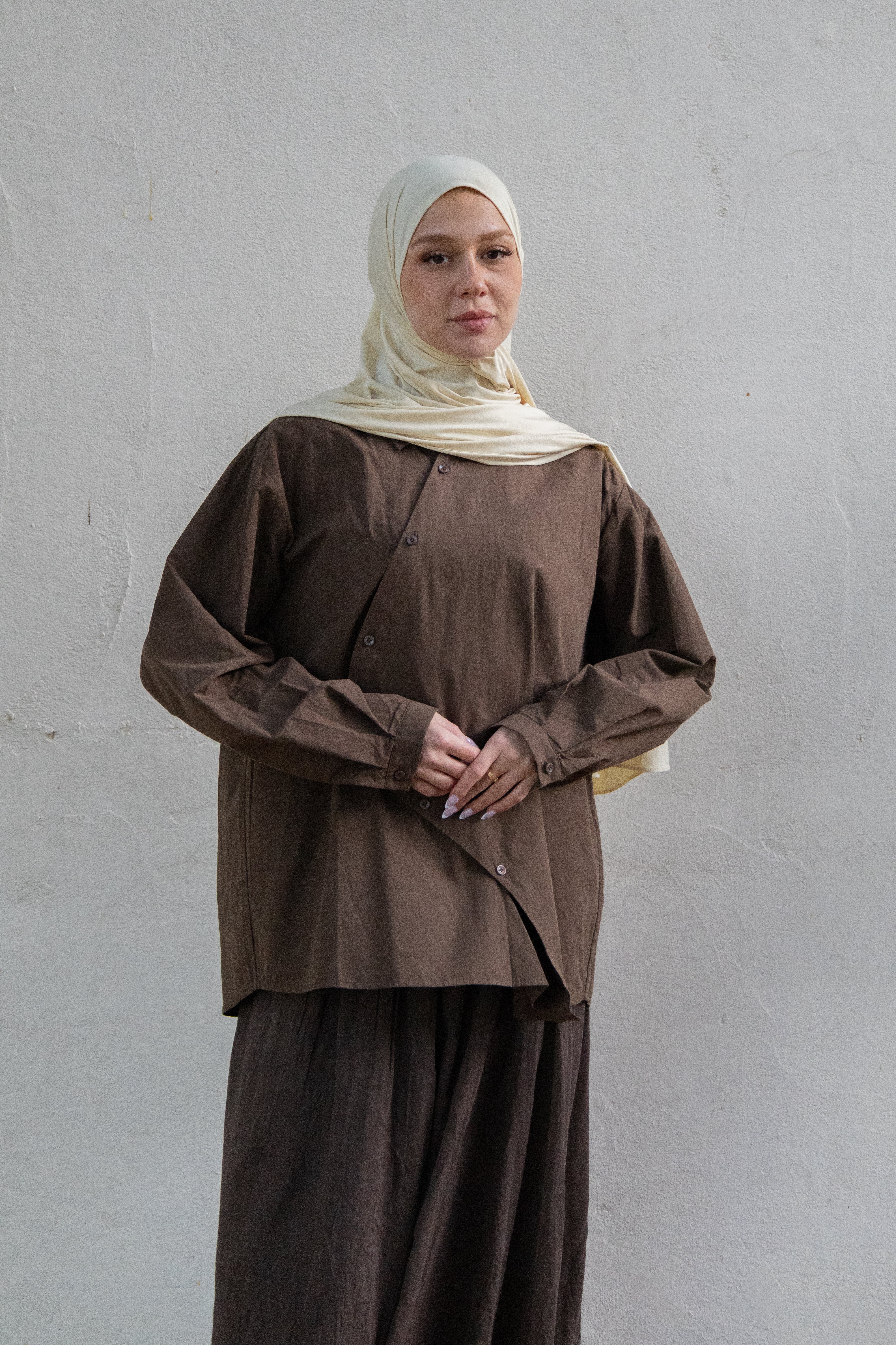 Chemise asymétrique - Marron