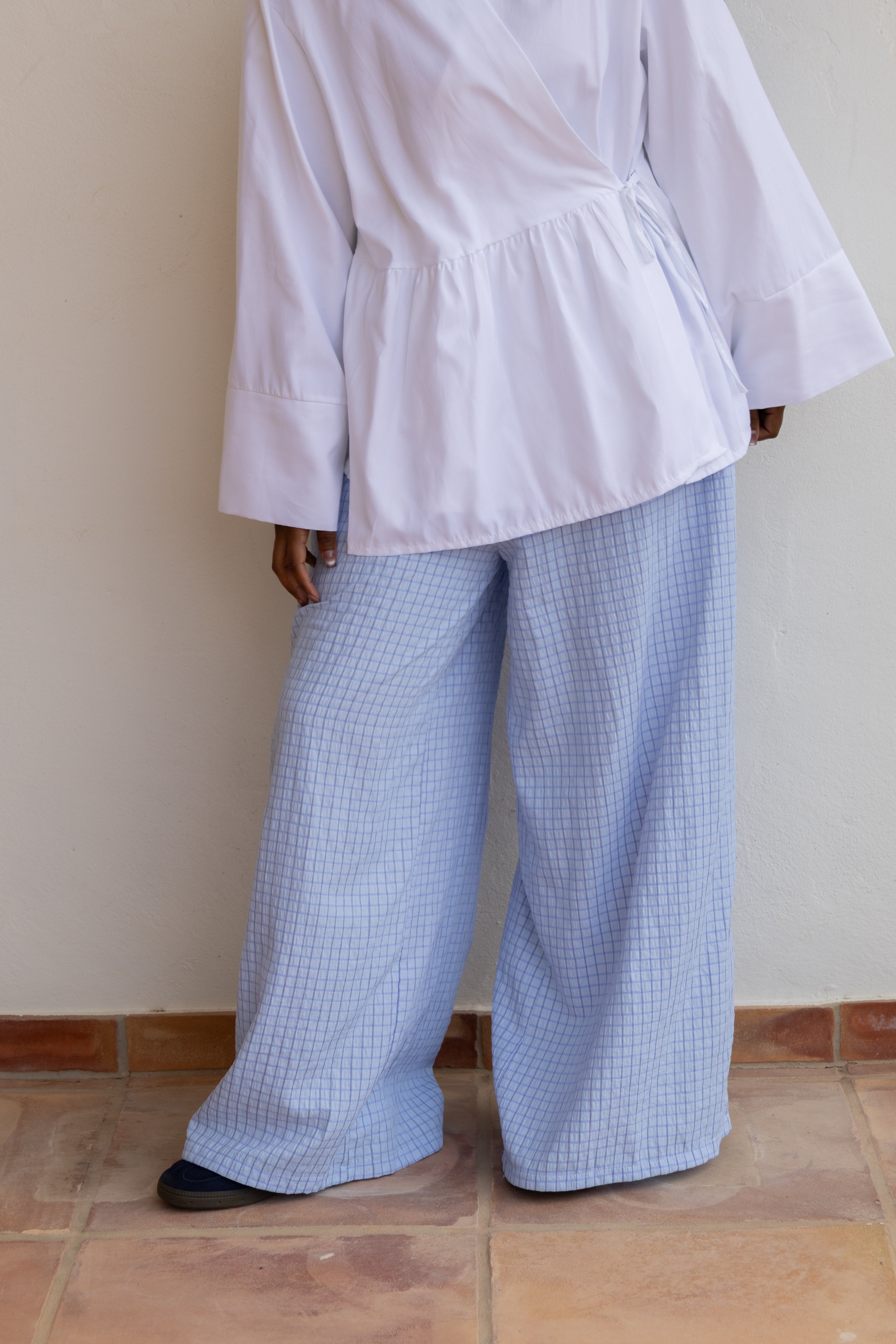 Pantalon large vichy