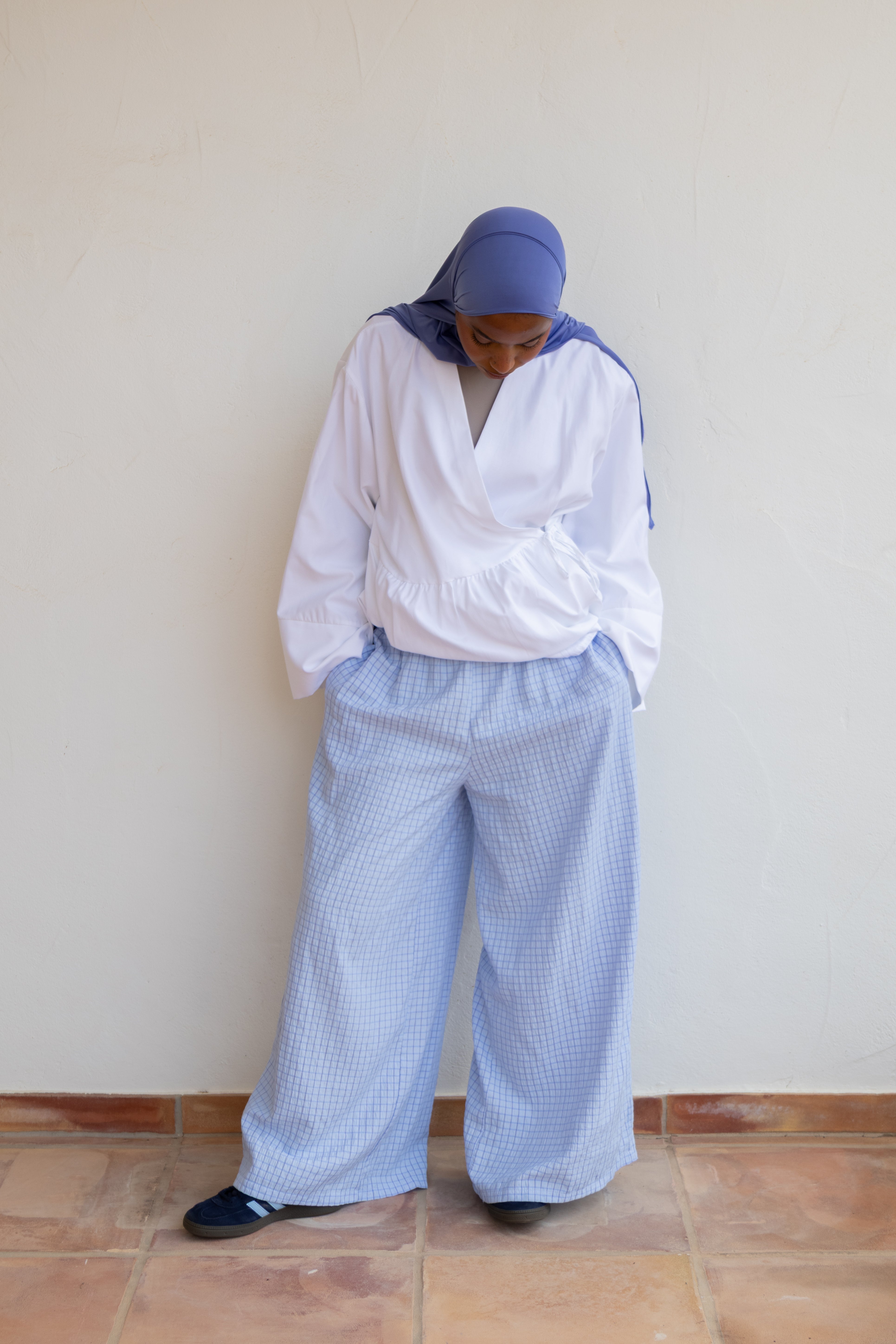 Pantalon large vichy