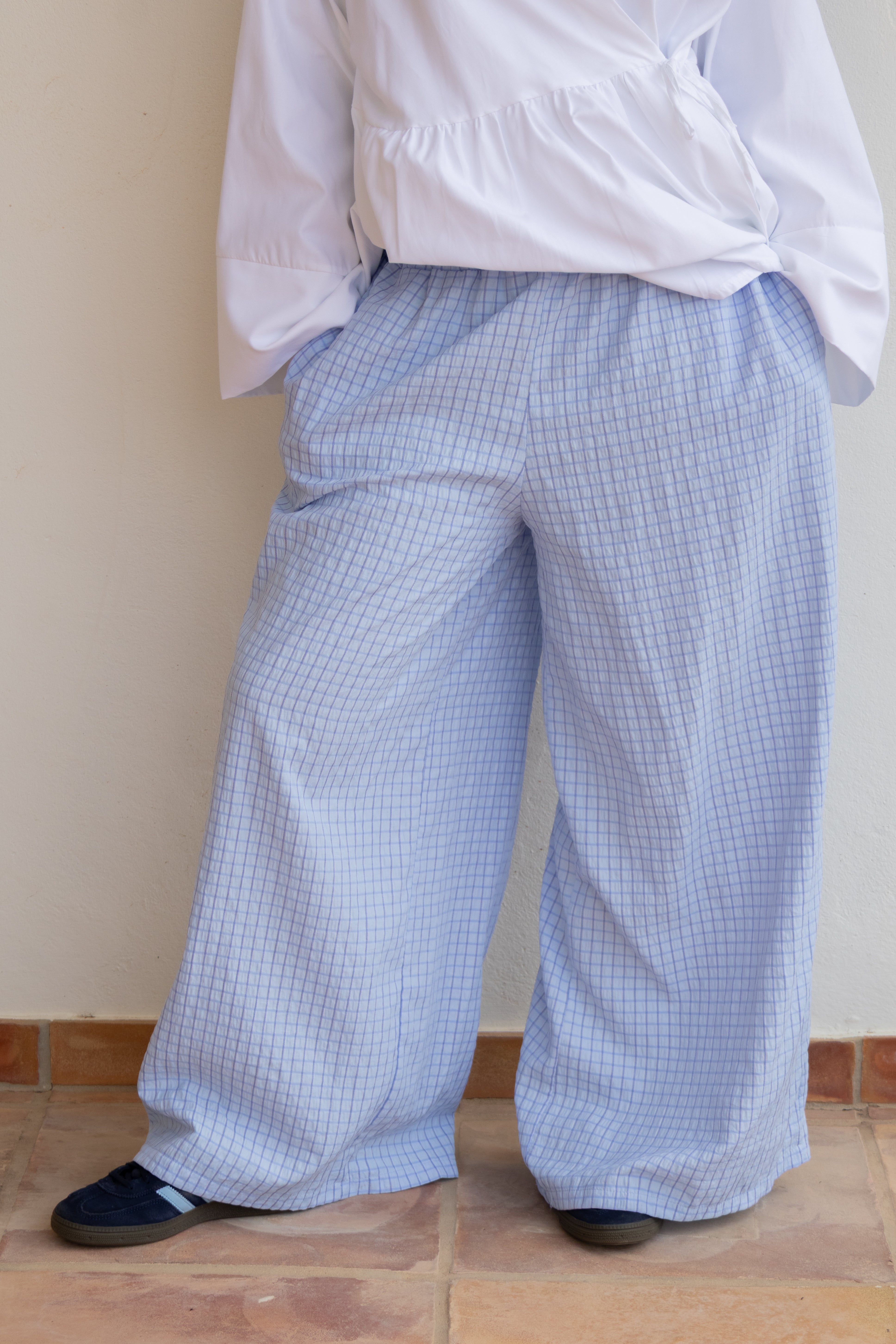 Pantalon large vichy
