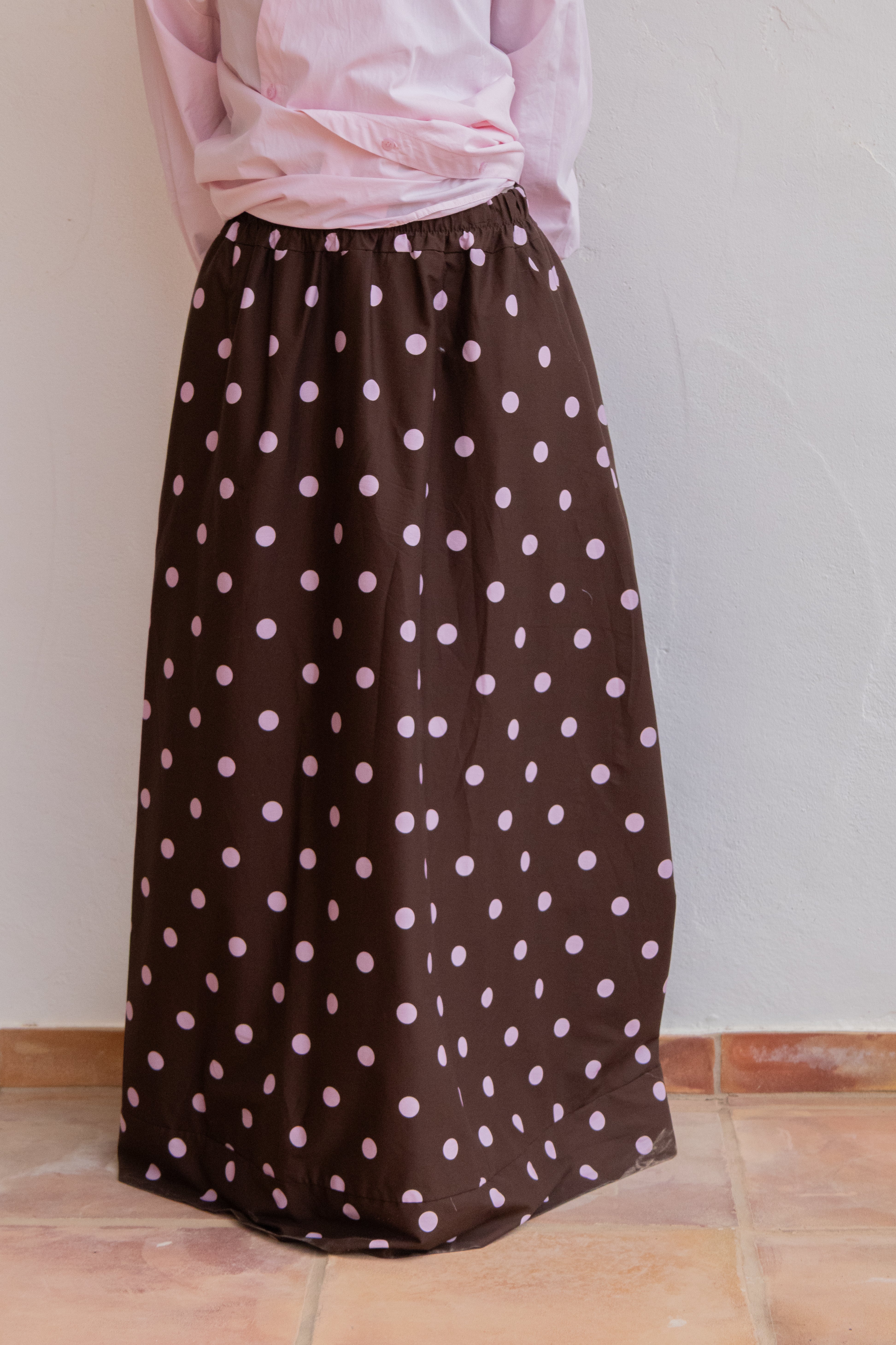 Jupe à pois - Marron