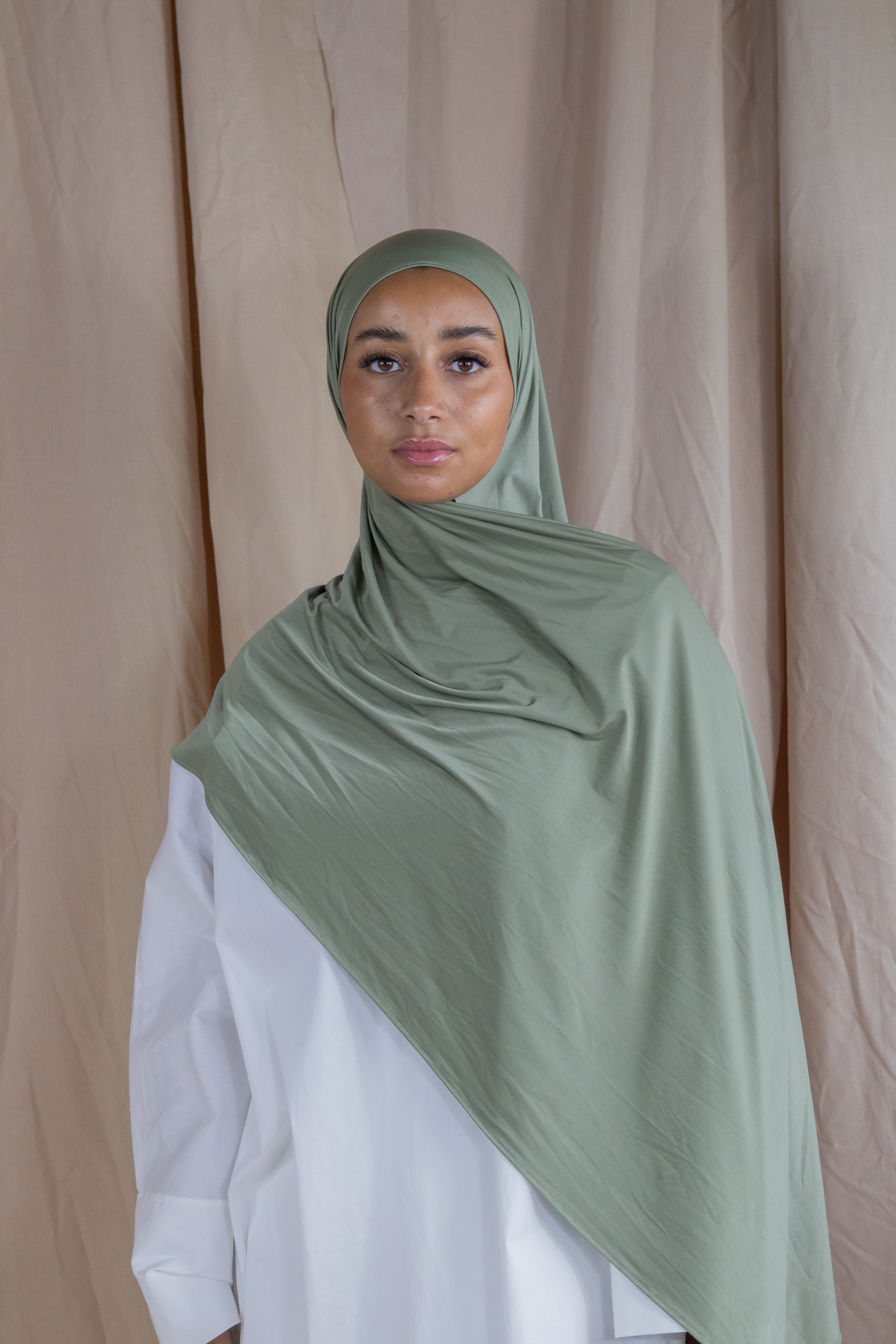 Hijab en jersey fluide - Moss