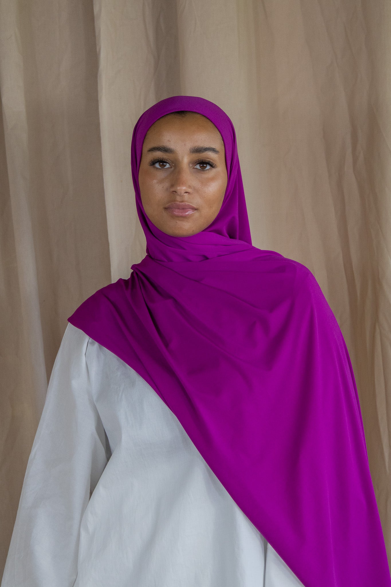 Hijab en jersey premium - Raisin