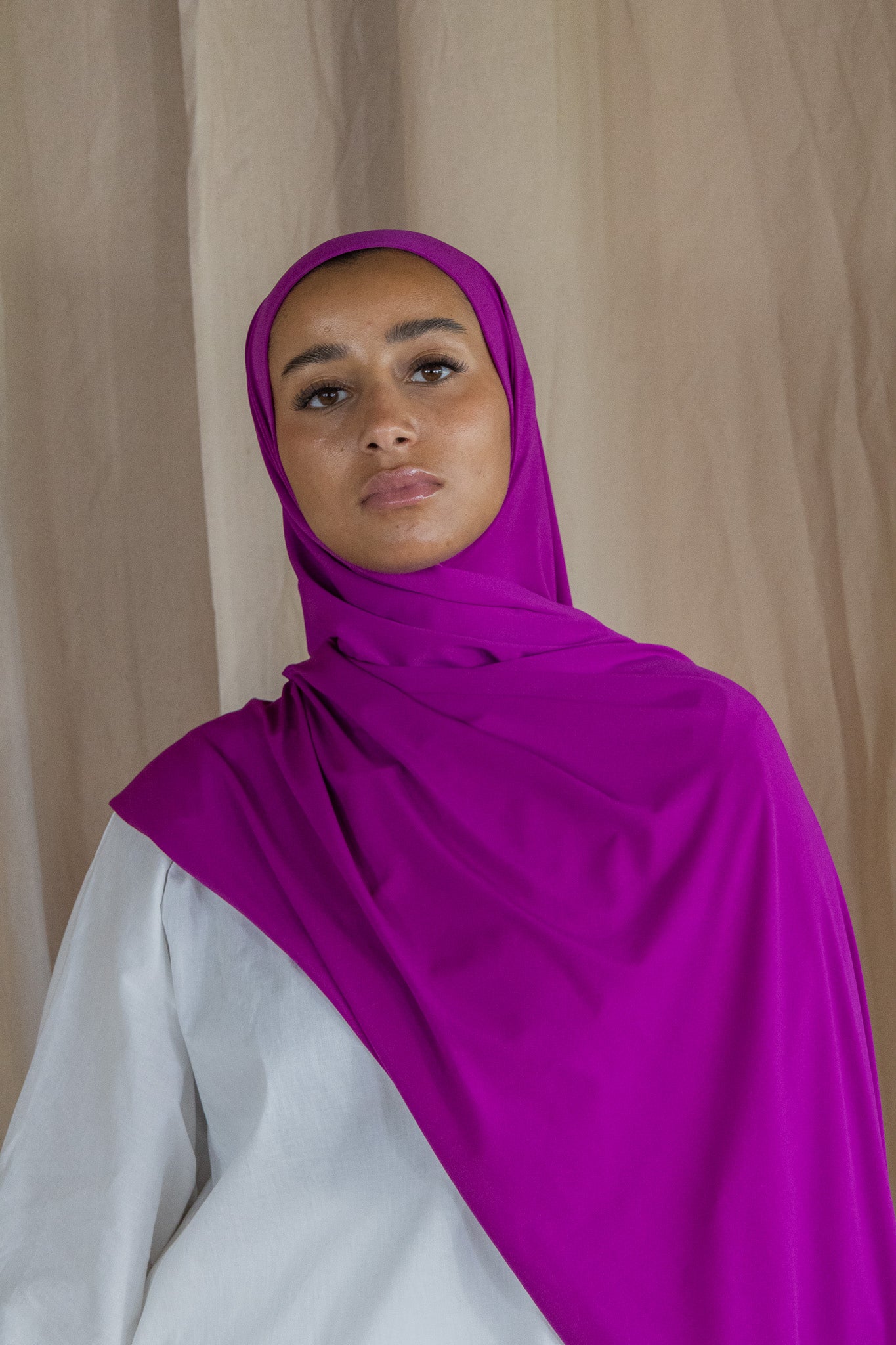 Hijab en jersey premium - Raisin