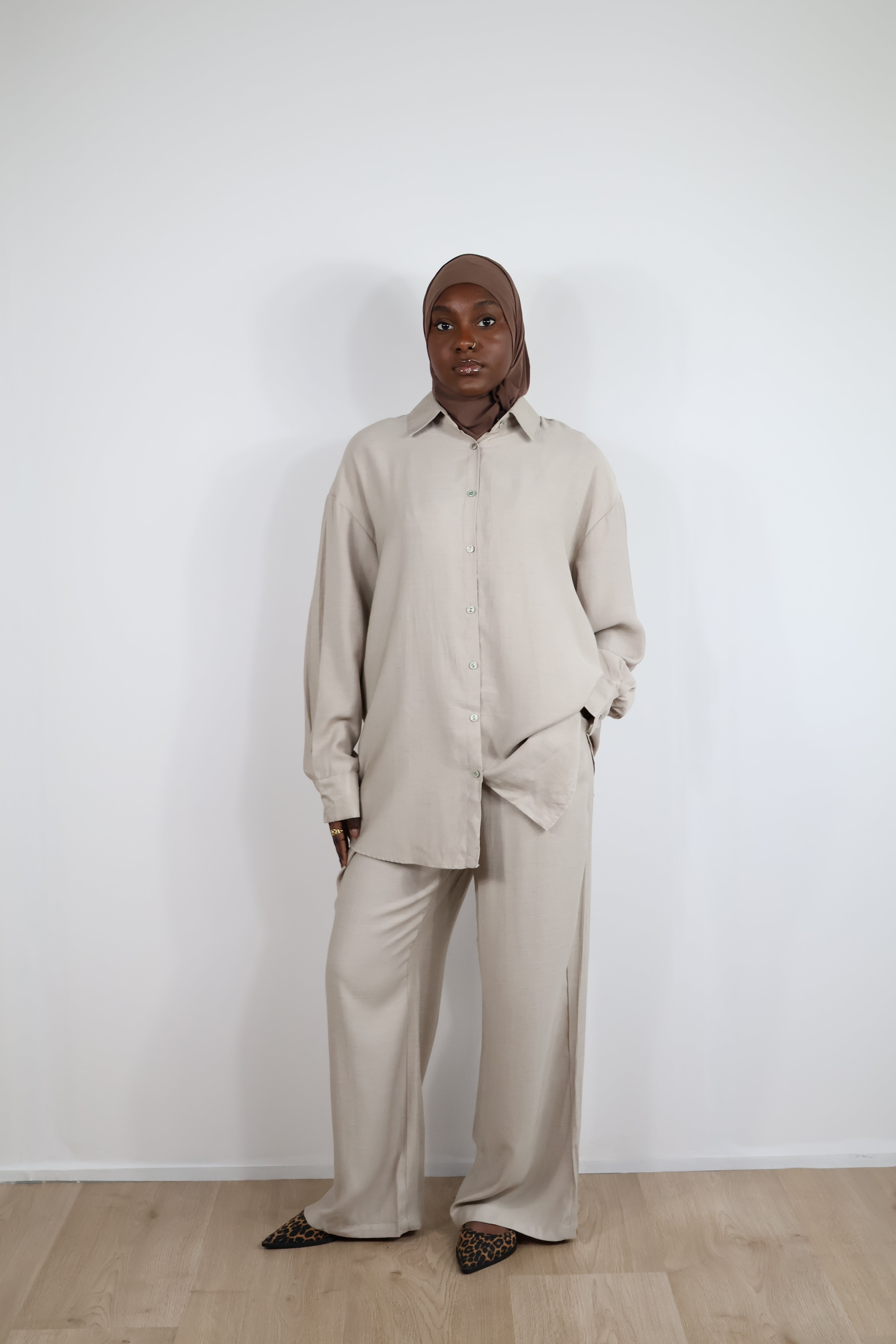 Ensemble fluide viscose - Taupe