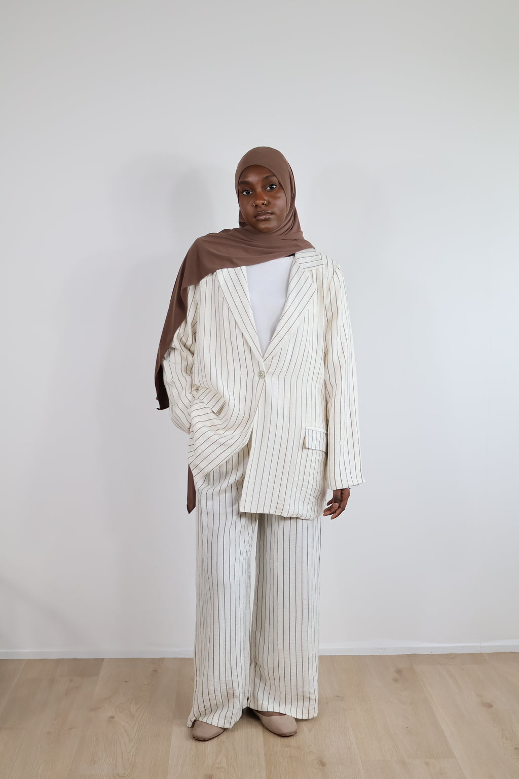 Blazer rayé - Blanc cassé