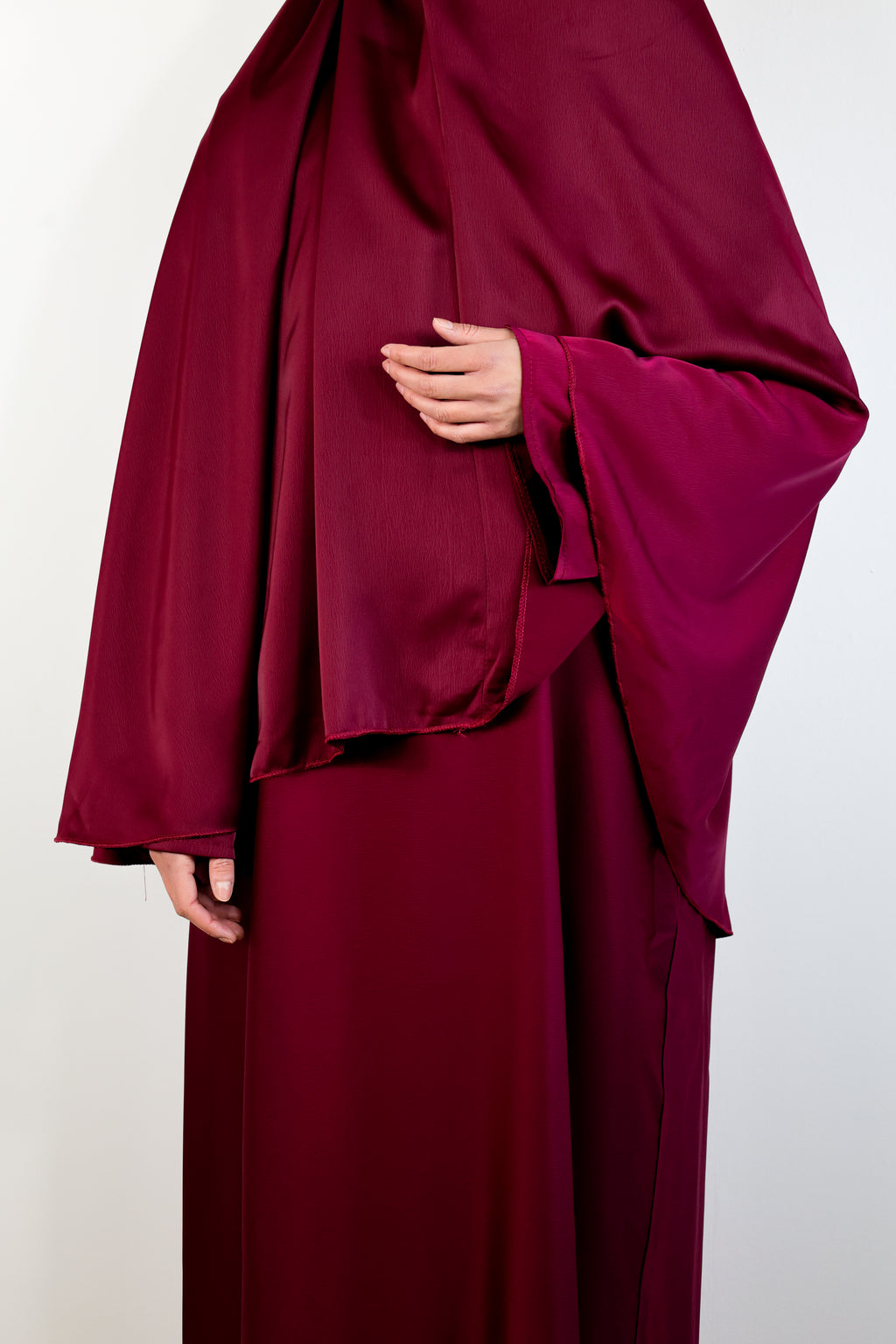 Set khimar et abaya satiné - Bordeaux